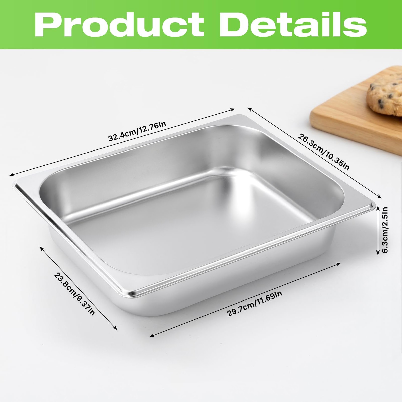 2 Pack 1/2 Half Size 2.5 Inch Deep Stainless Steel Steam Table Pans
