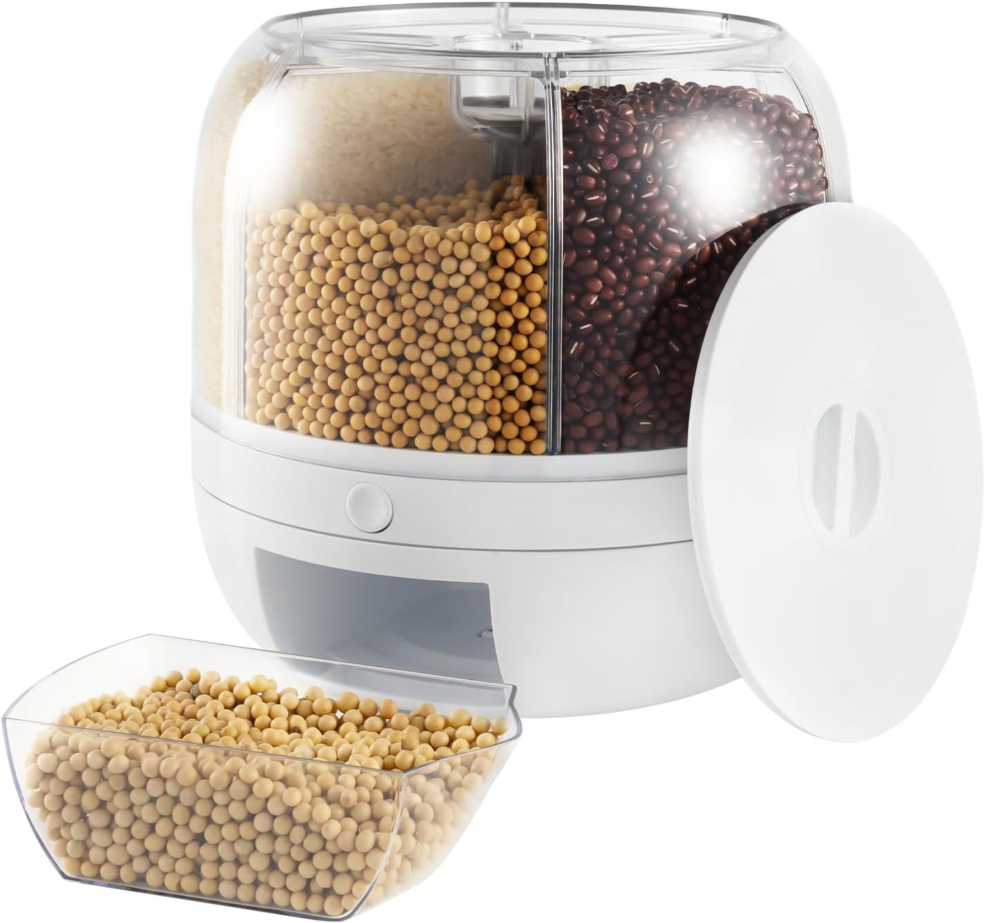 360° Rotating Grain Storage Container – Large Rice Dispenser with One-Click Outp