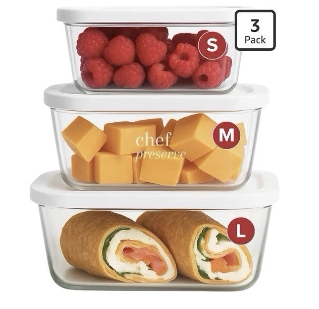 Chef Preserve Glass Vacuum Seal Containers for Food Storage Small Medium Large