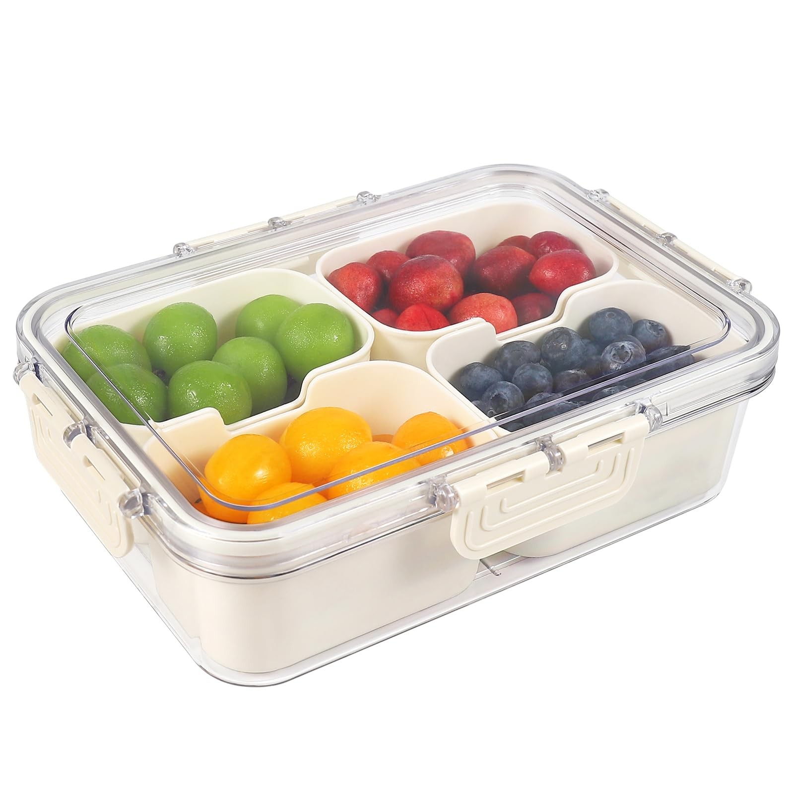 WGBP Snackle Box Container 4 Compartment Divided Serving Tray with Lid Snack …