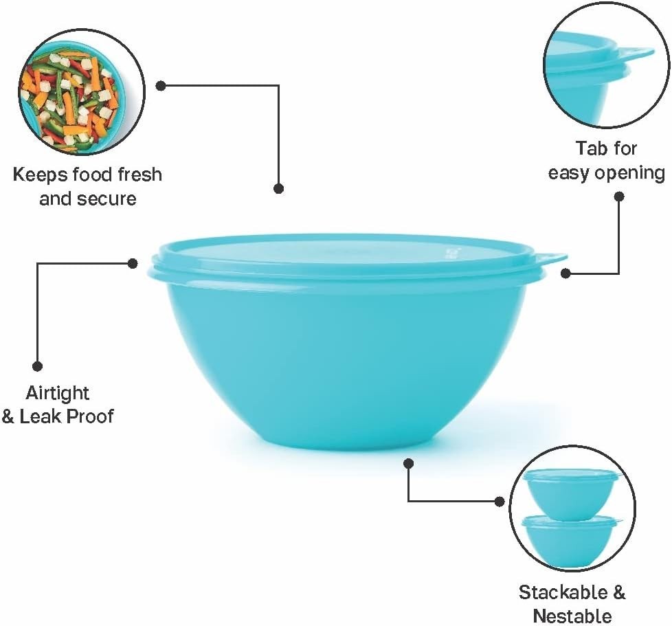 🥣✨ NEW Tupperware Wonderlier Bowl 7.5 Cup Mixing & Storage Set of 2 Aqua Sheer!