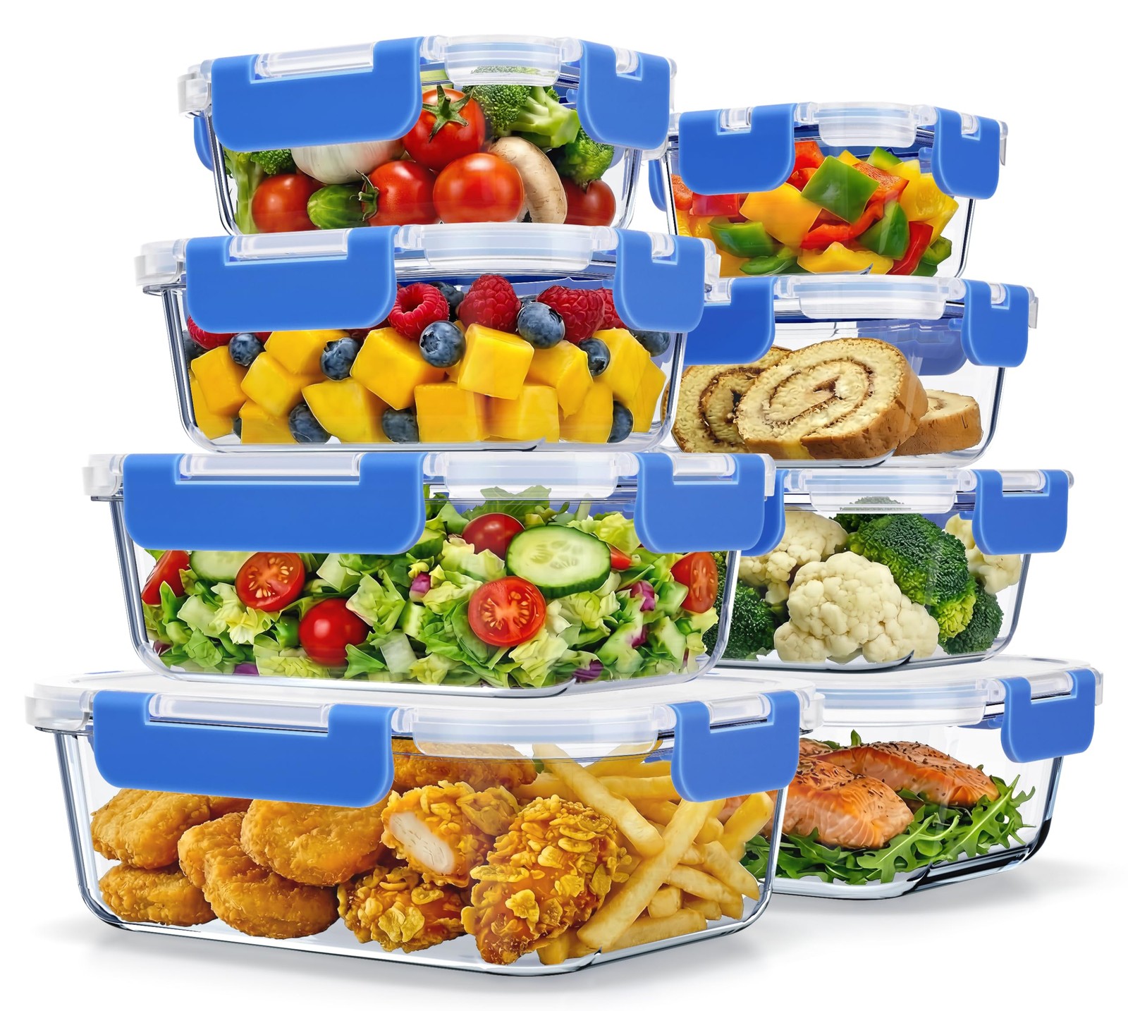 Borosilicate Glass Food Storage Containers with Lids 16 Pieces, BPA-Stackable…