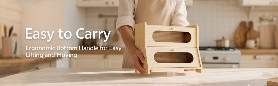 Bread Box,Extra Large 2-Tier Bamboo Bread Box for Kitchen Countertop,Bread