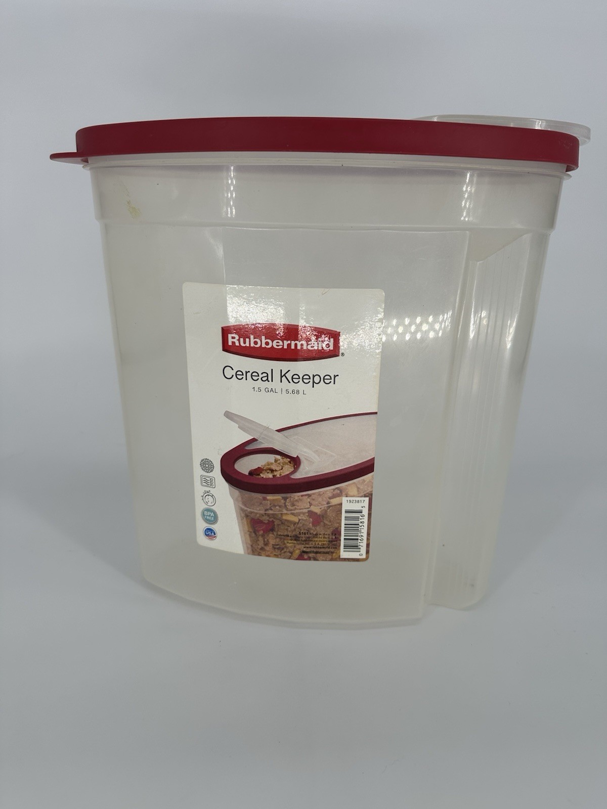 Rubbermaid Cereal Keeper 1.5 GAL Red Flip Top Lid 2014 Made in USA