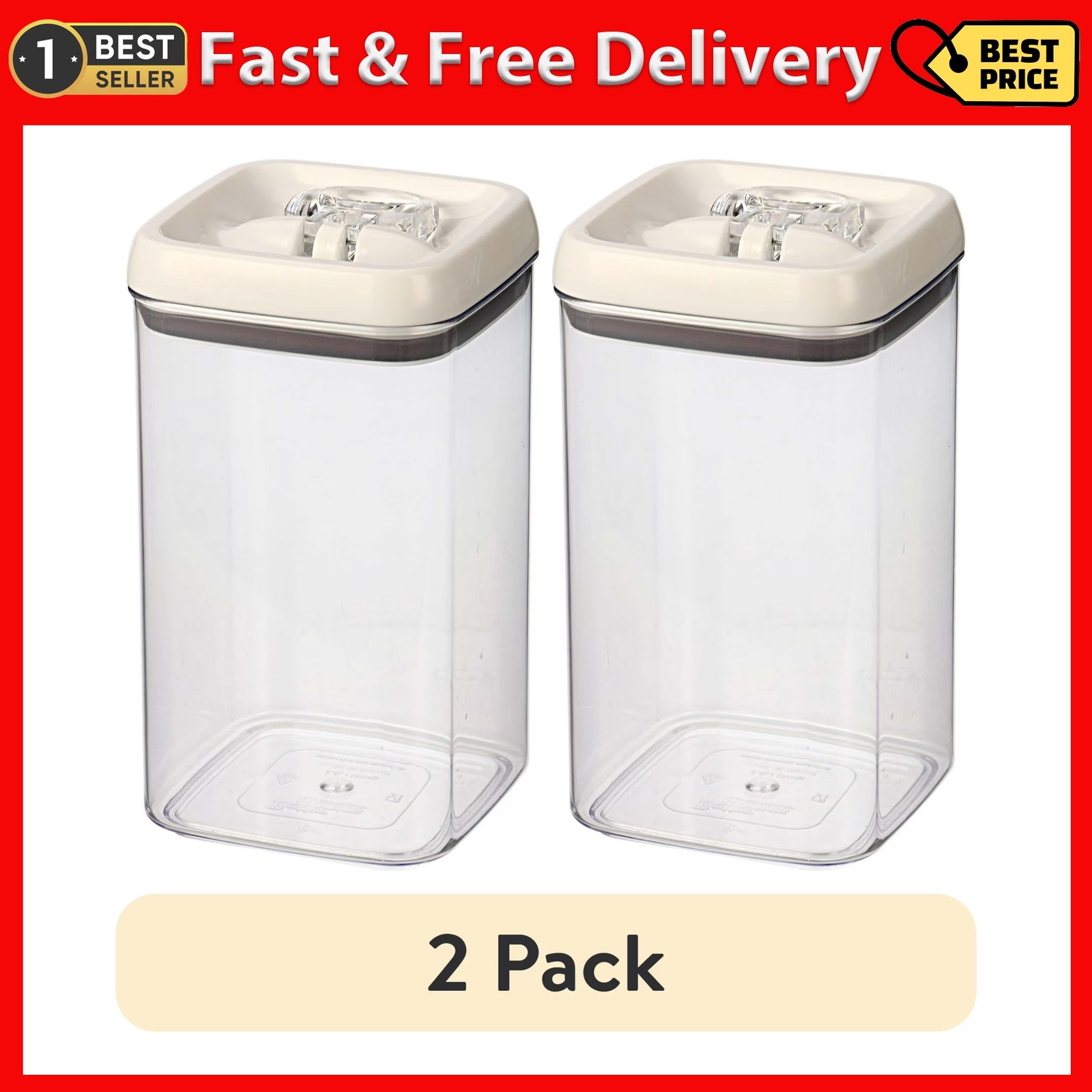 (2 Pack) Better Homes & Gardens Canister – 9.9 Cup Flip-Tite® Square