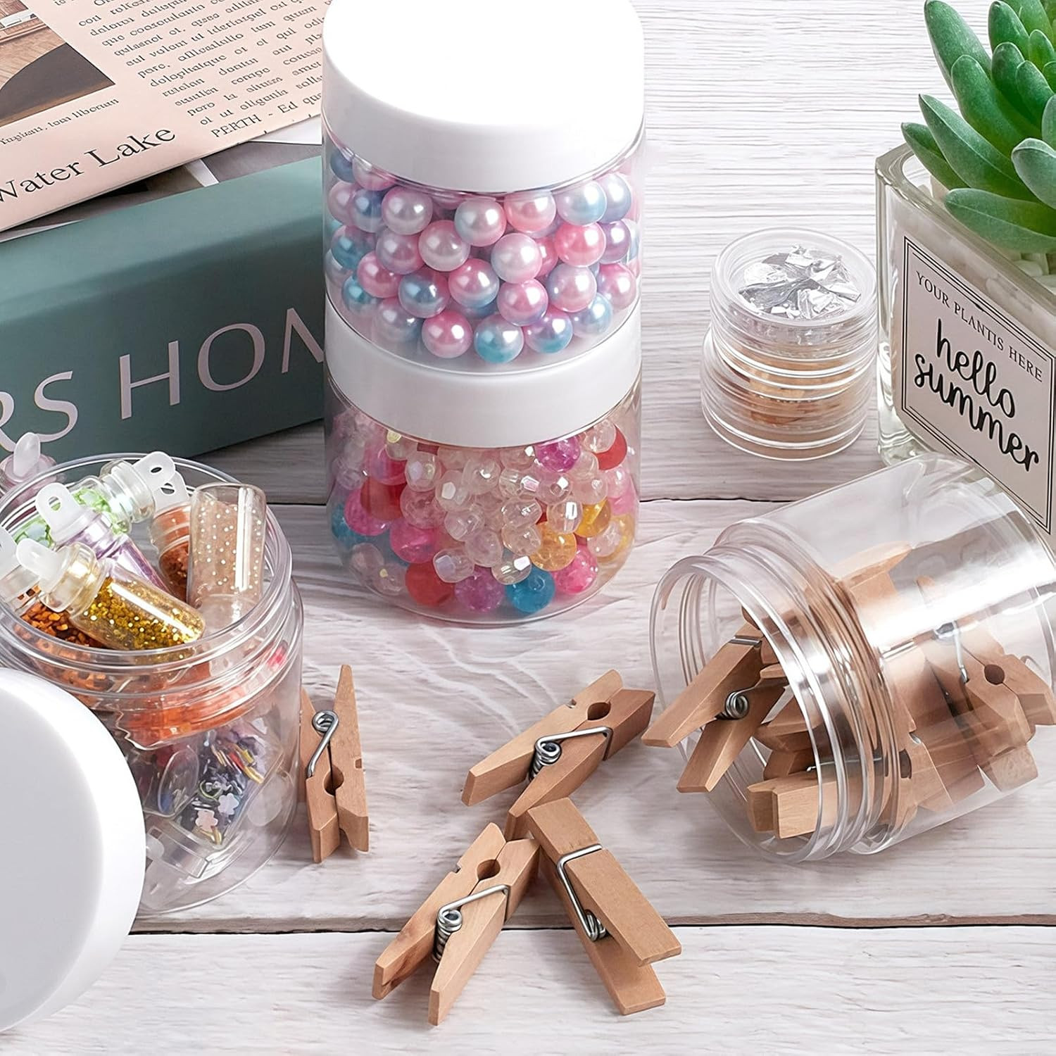 12 Pack 2 Oz Plastic Jars with White Lids, 2Oz Small Plastic Containers with Lid
