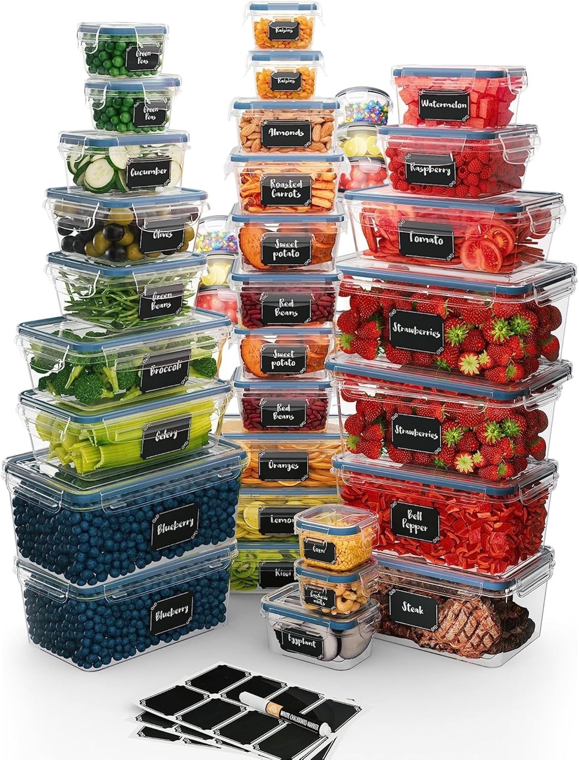 Chefs Path 48 Piece BPA-Free Plastic Food Storage Container Set W/ 24 Containers