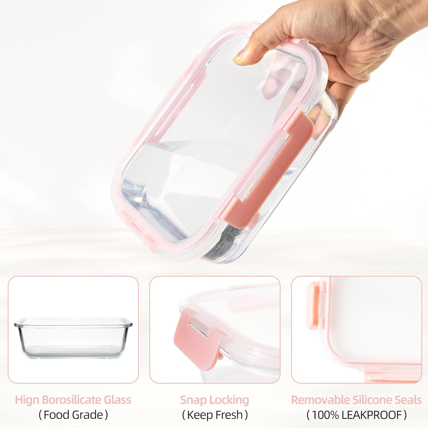 16PCS (8 Bowls + 8 Lids) High Borosilicate Glass Meal Prep Containers, Food Stor