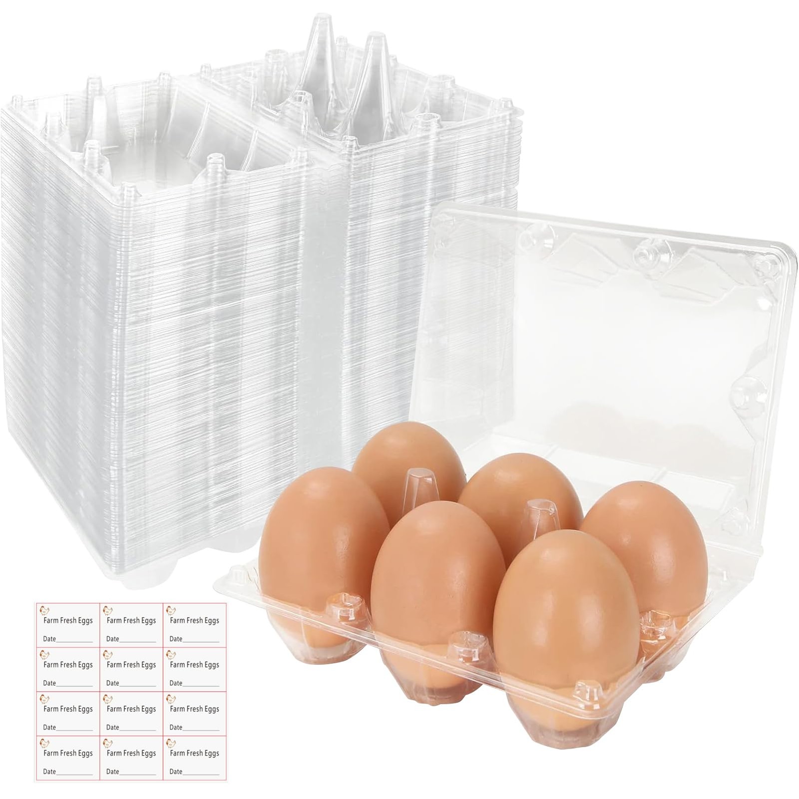 12Pack Plastic Clear Egg Carton Half Dozen Egg Tray Reusable Egg Cartons