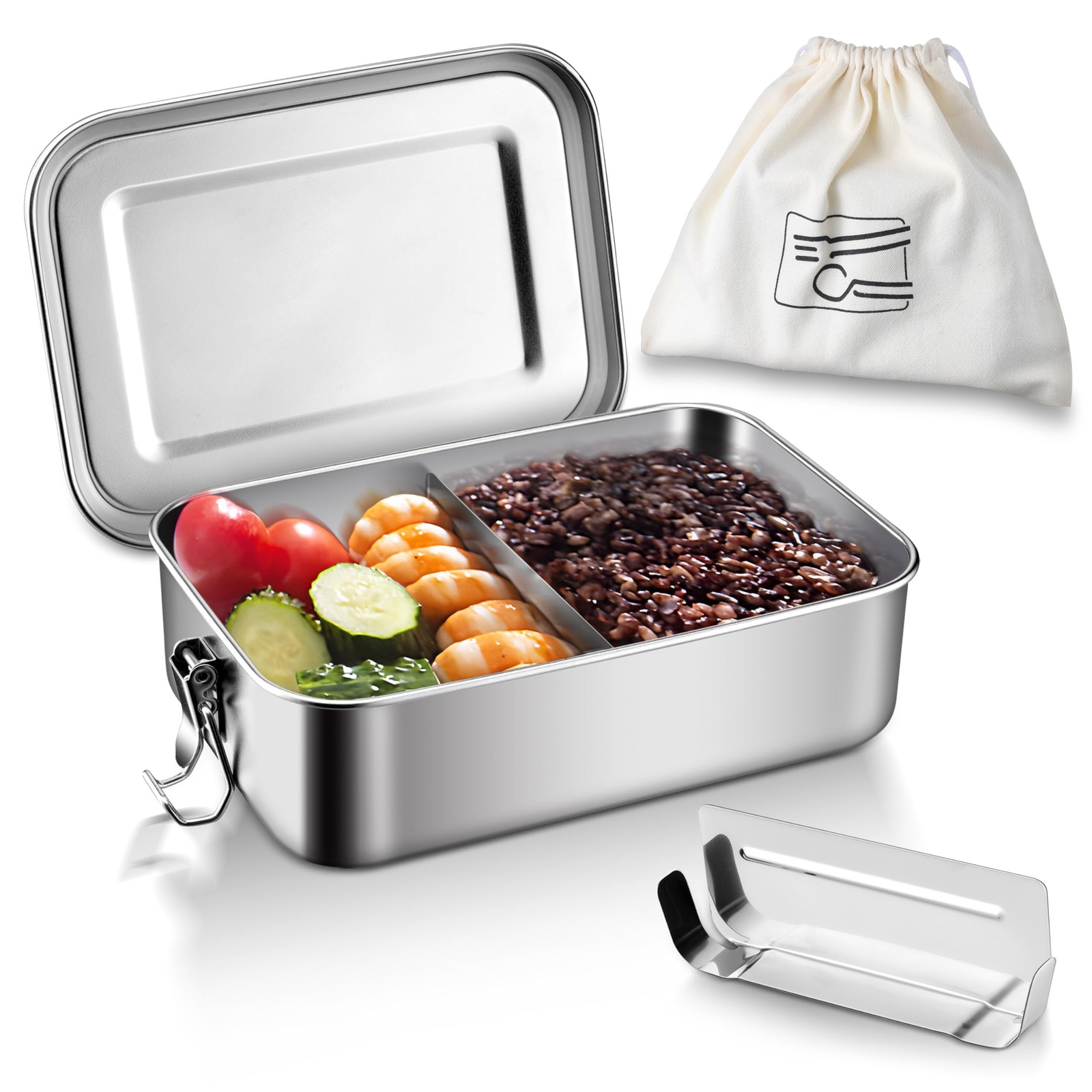 HaWare Stainless Steel Bento Box, 47oz (1400ML) Lunch Box 47 oz, Silver