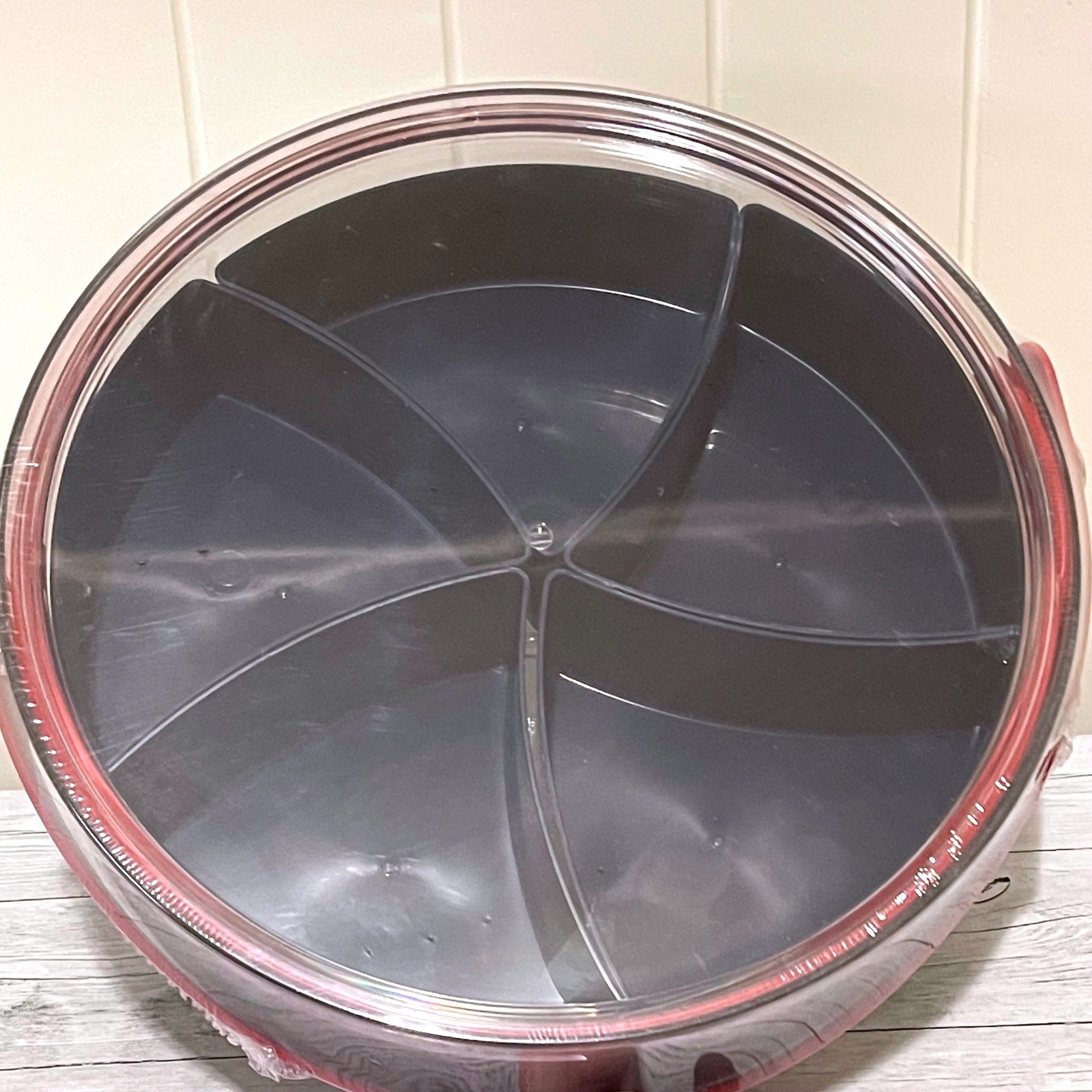 Benevolence Set of 2 Round Divided Serving Trays 5 Section Stackable Navy Red