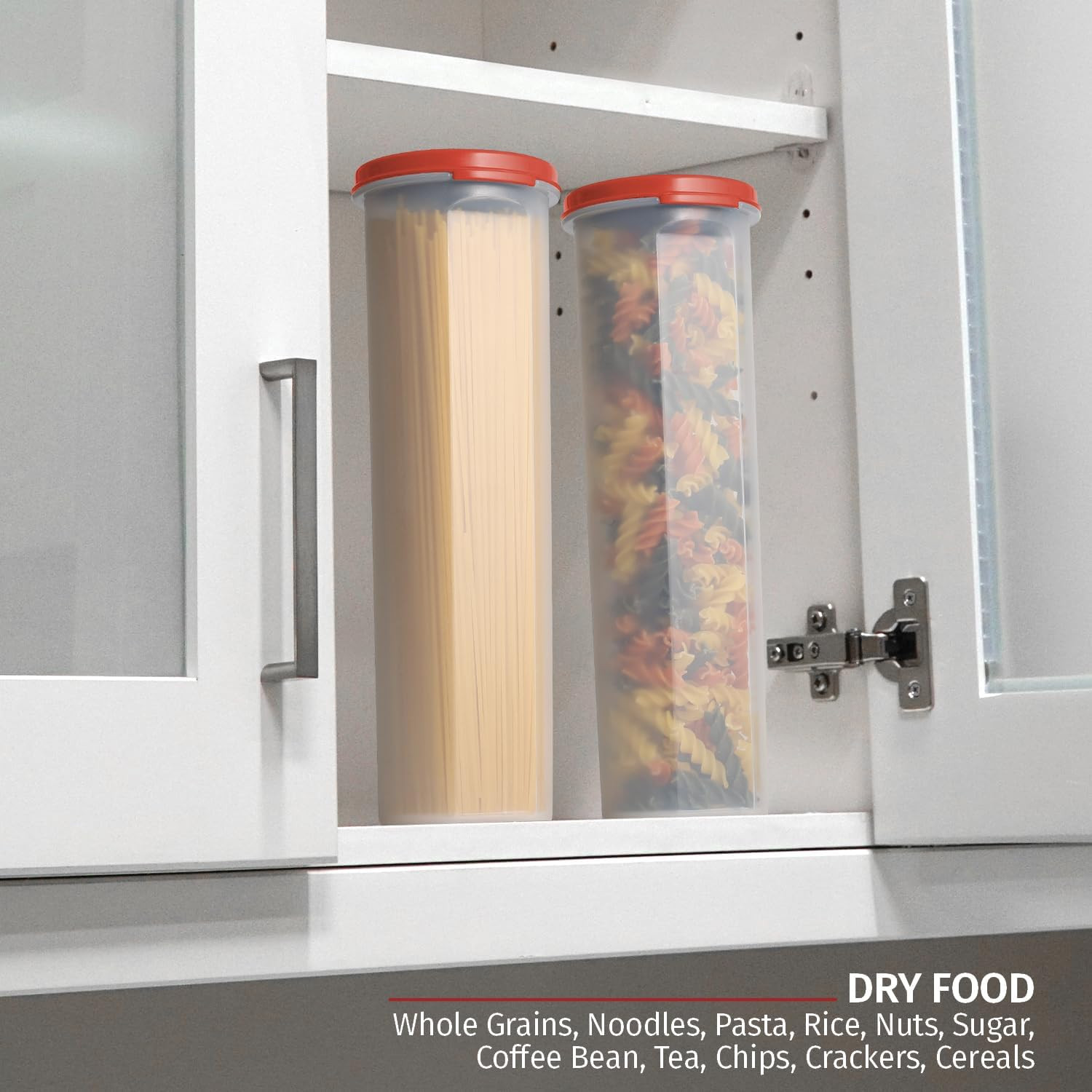 Tall Clear Spaghetti Pasta Container Storage with Lid.Multi-Purpose Kitchen Pant