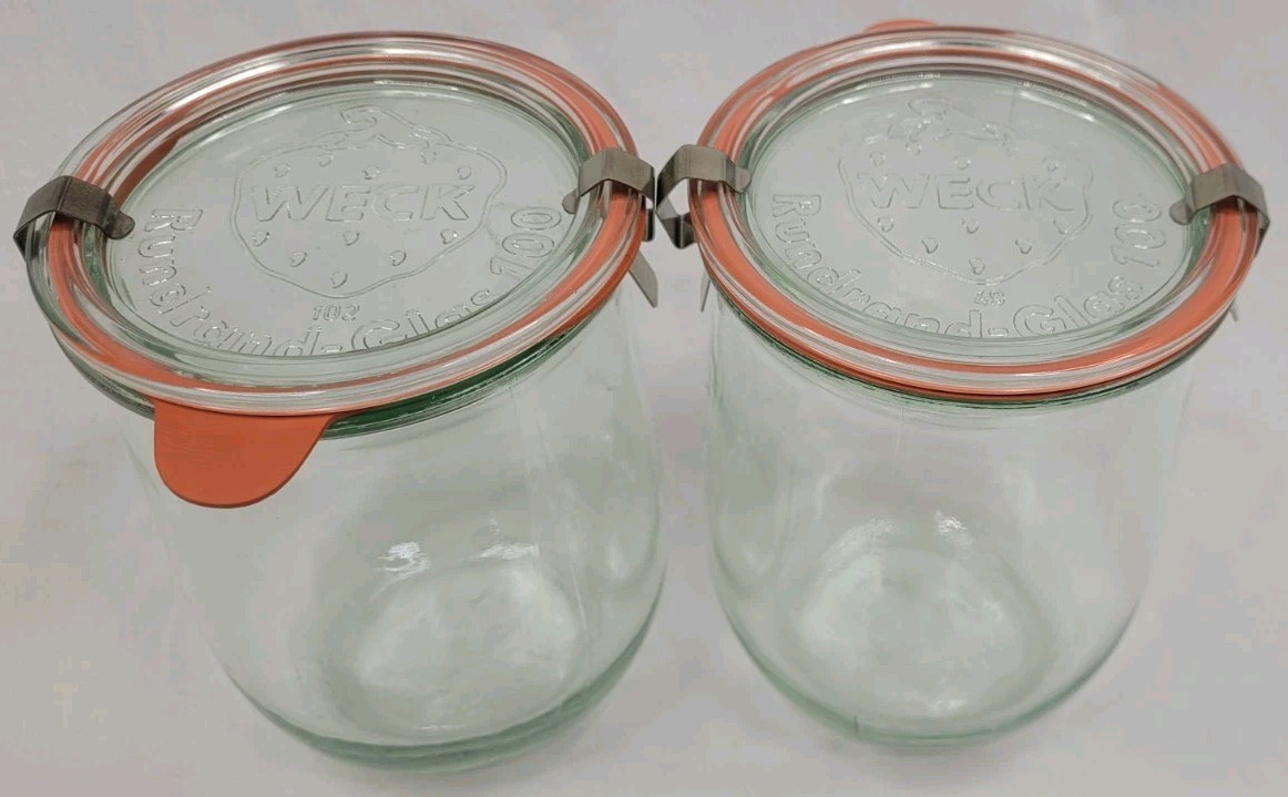Weck Jars Large Tulip Jars 1 Liter (2 Jars) , WE-745 Yogurt Sourdough Ferment