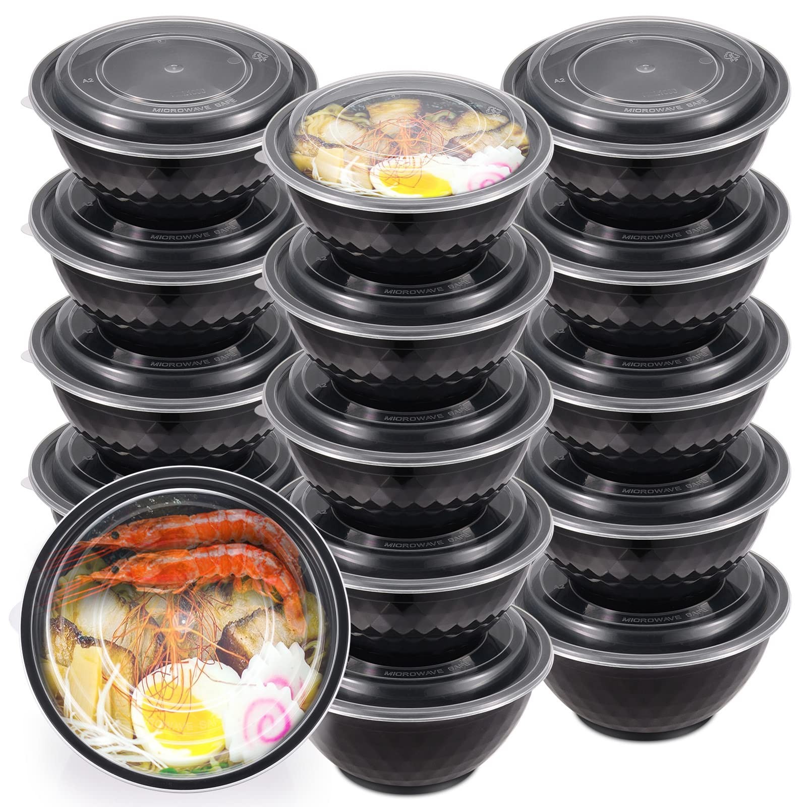 36oz Extrathick Meal Prep Bowls With Lids Plastic Containers With Clear Covers F