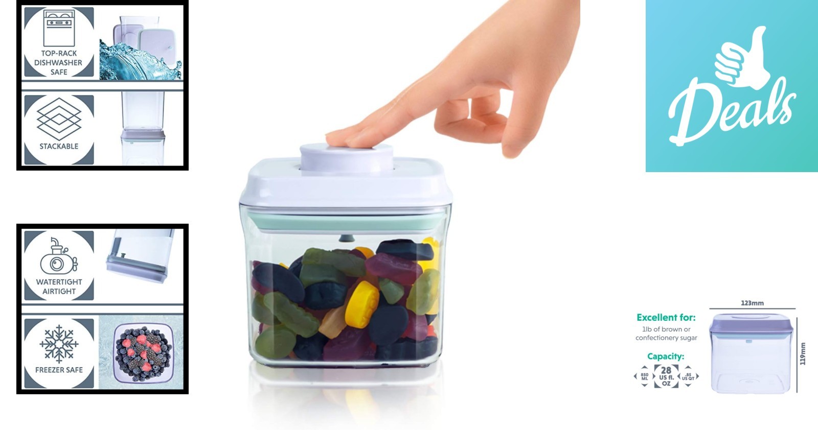 BopTop Airtight Meal Prep Containers – 850ml Food Storage Set, BPA-Free