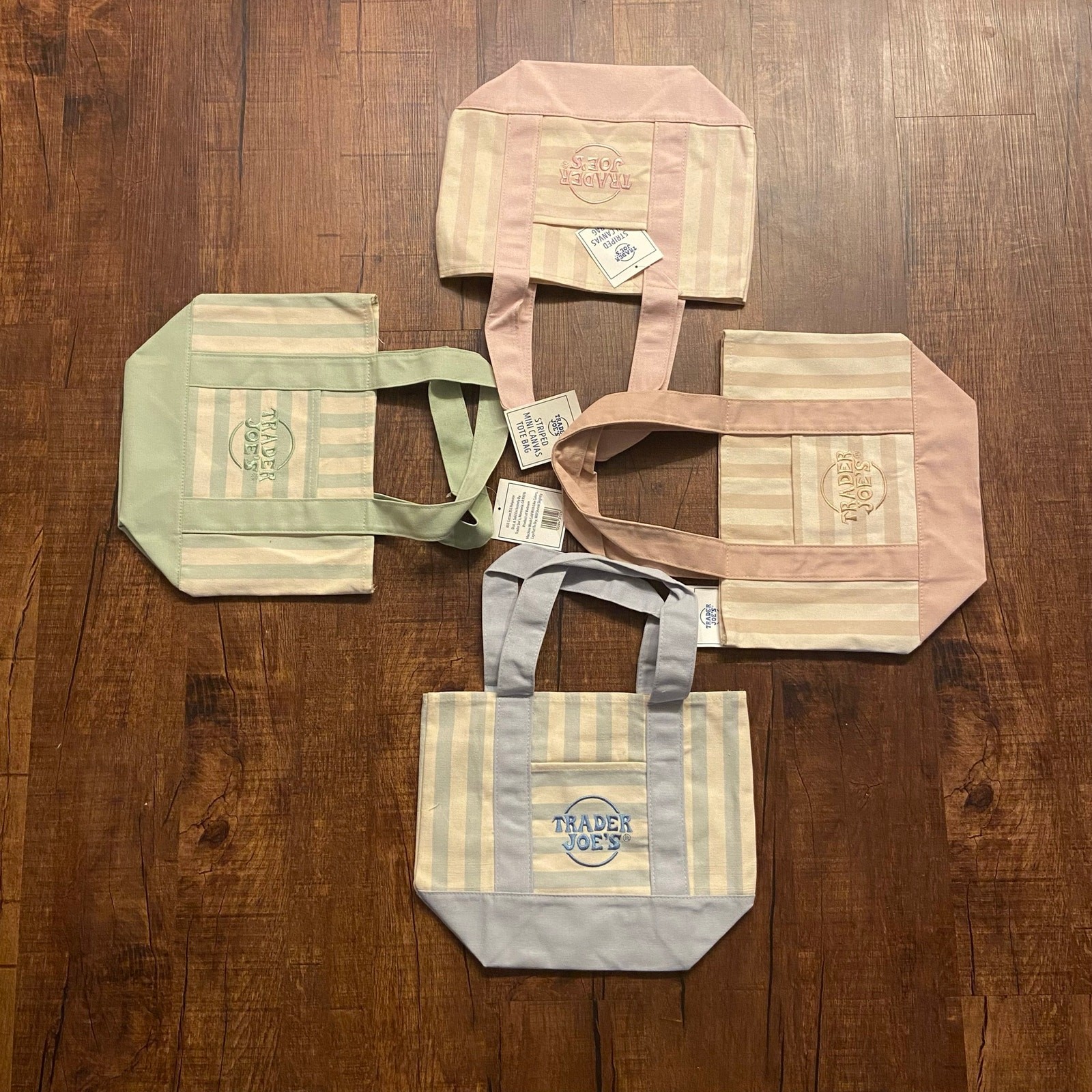 Trader Joe’s Striped Mini Canvas Tote (Set Of 4) Limited Edition, NWT