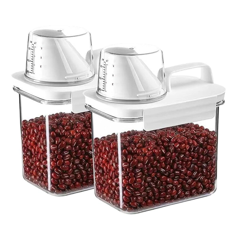 2Pcs Rice Dispenser Storage Containers, 1.1L Small Rice Bucket with Measuring…