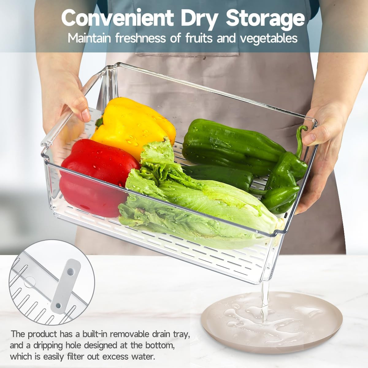14 Pack Fridge Organizers and Storage – Refrigerator Organizer Bins with Lids, B