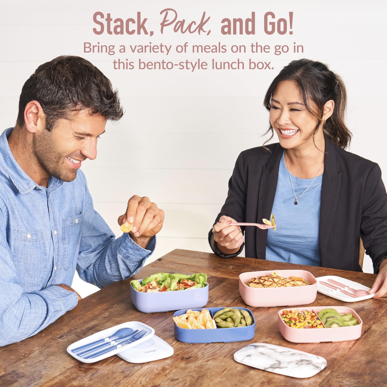 Bentgo Classic – Adult Bento Box, Stackable 7 inches x 4 inches, Blush Marble