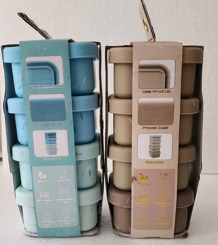 2 NEW Sets of 4 Gourmet Kitchen Reusable Prep & Go Condiment Containers