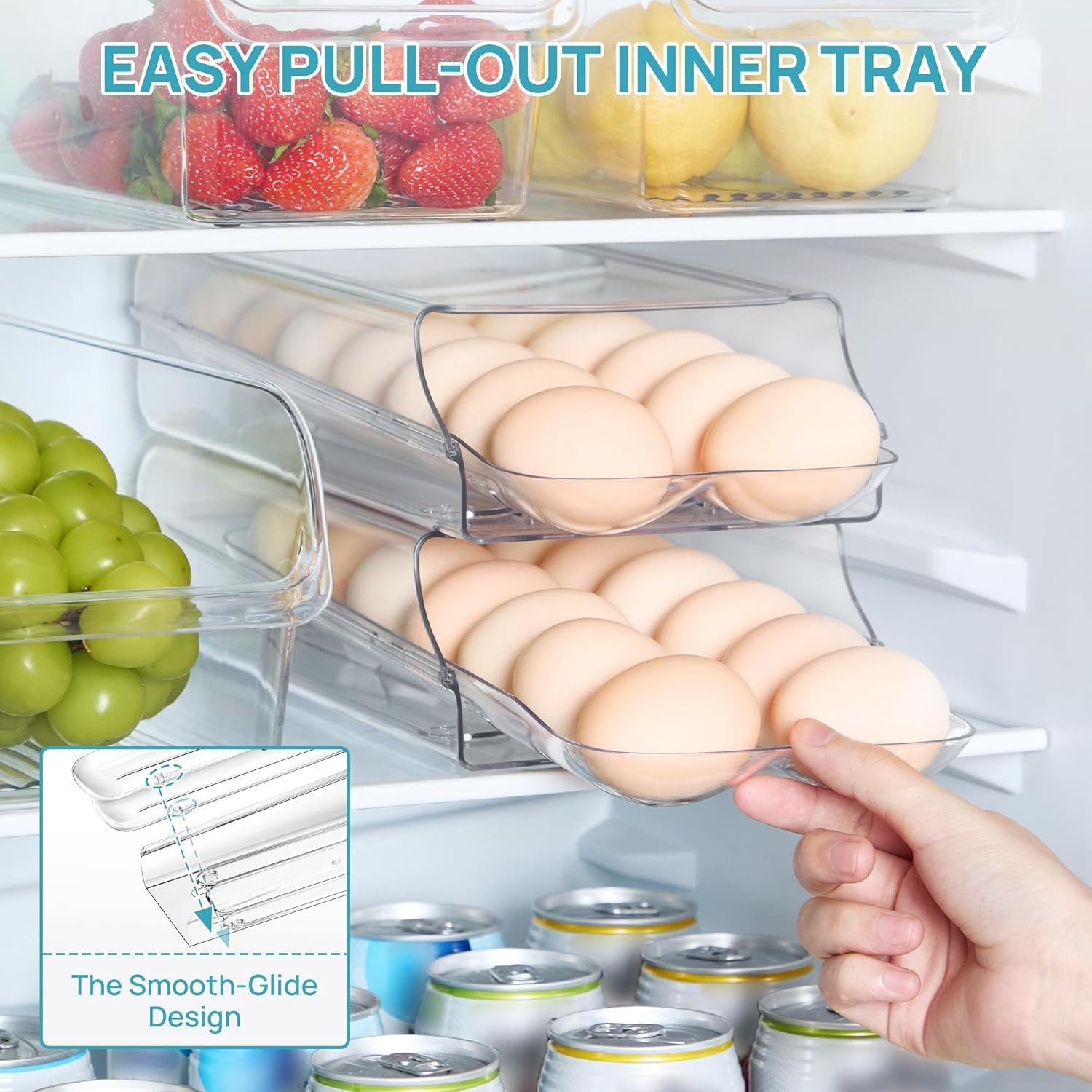 Plastic Egg Holder for Refrigerator 14 Egg Capacity Stackable Removable Tray …