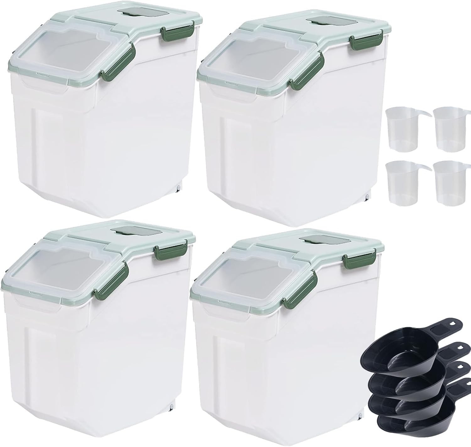 2 Pack Rice Storage Container 25 lbs Airtight Flour Storage Containers W/ Lid &
