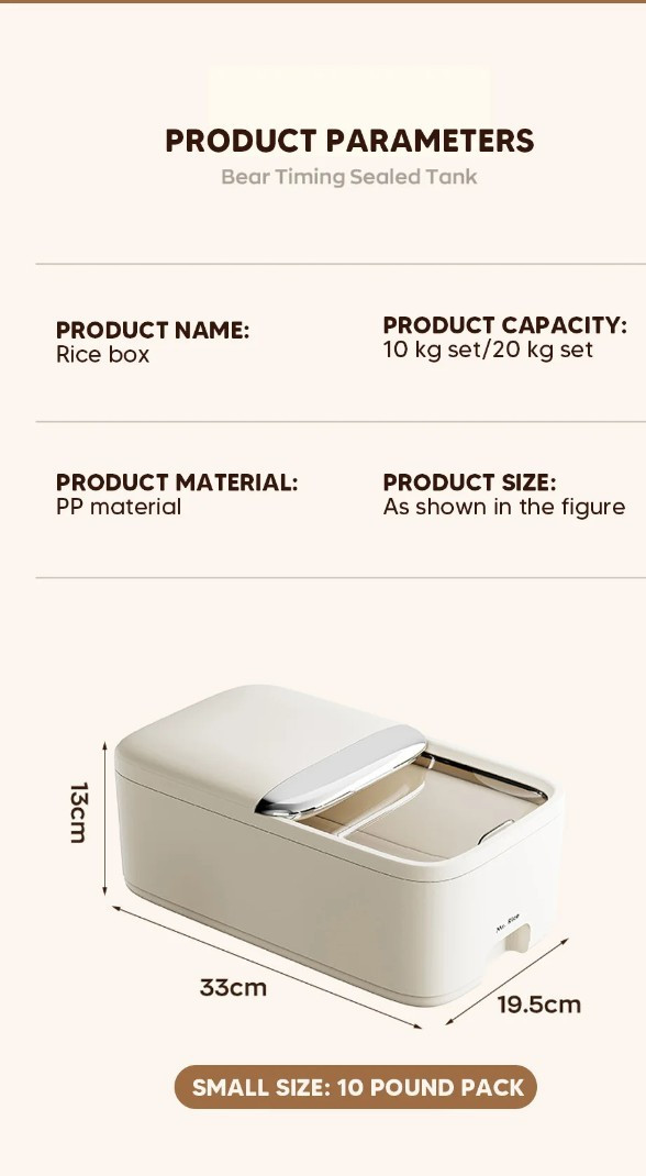 5 KG Rice Sugar Storage Container Airtight Grain Box Moisture Proof Kitchen Jar