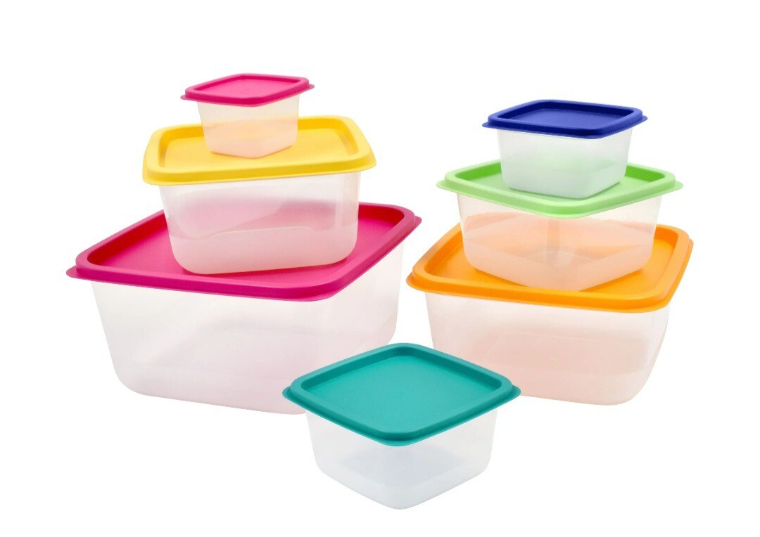 Mainstays Plastic Rainbow Food Storage Set, Multi Color, 14pcs