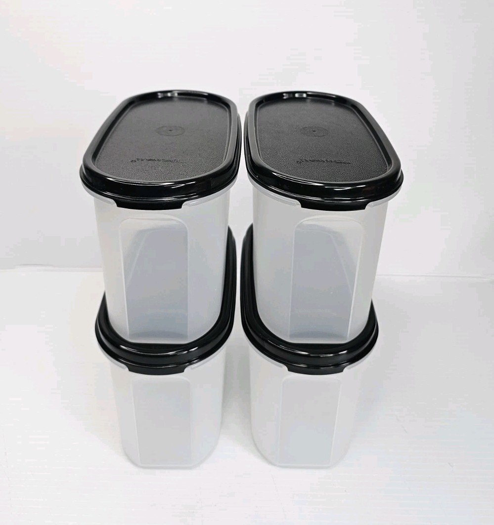 Tupperware BRAND NEW Set Of 4 Modular Mates Oval 2 Black 1.1L Pantry Storage