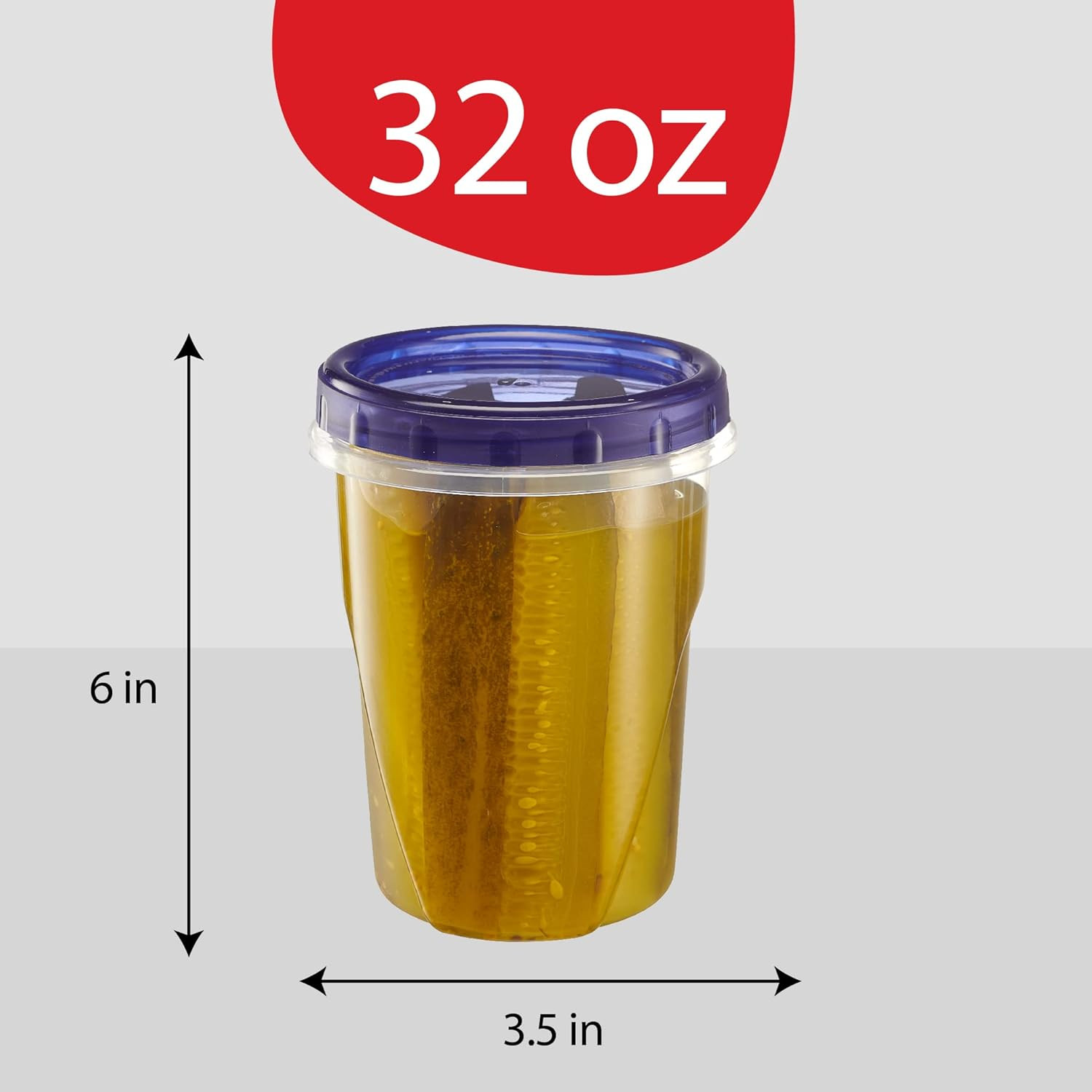6 Pack Twist Cap Food Storage Containers with Blue Screw on Lid- 32 oz Reusable
