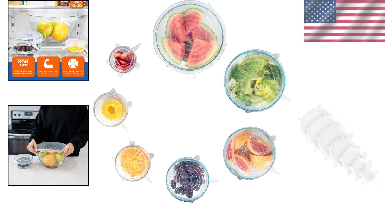 Eco-Friendly Silicone Stretch Lids for Bowls & Jars