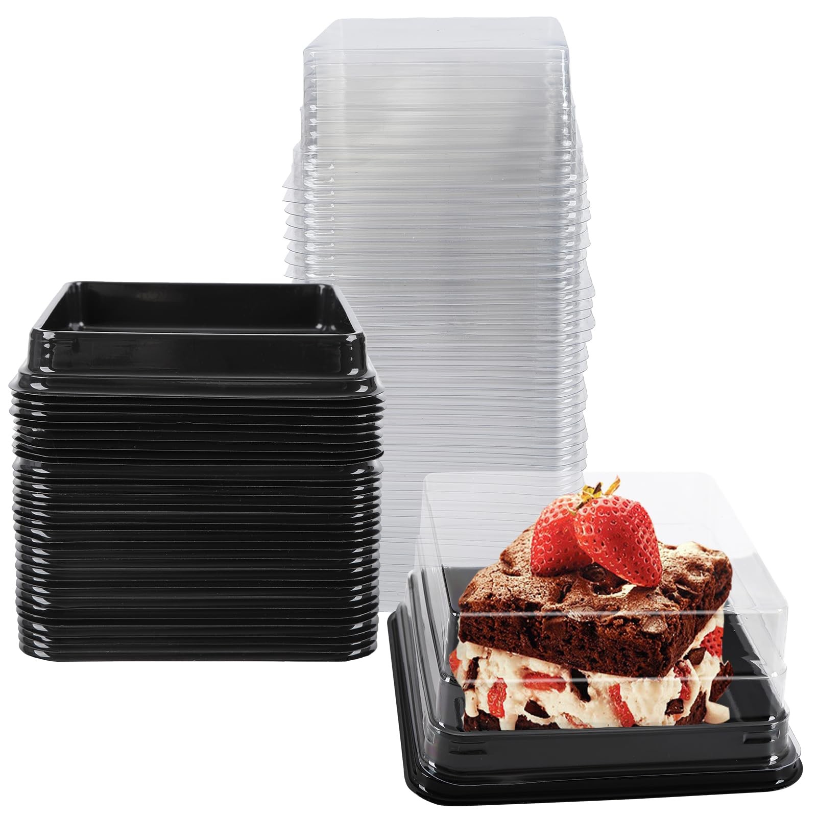 50 Pack Black Cake Pans,Bottom 5Inch X Heigh 2.2Inch Clear plastic mini cake …