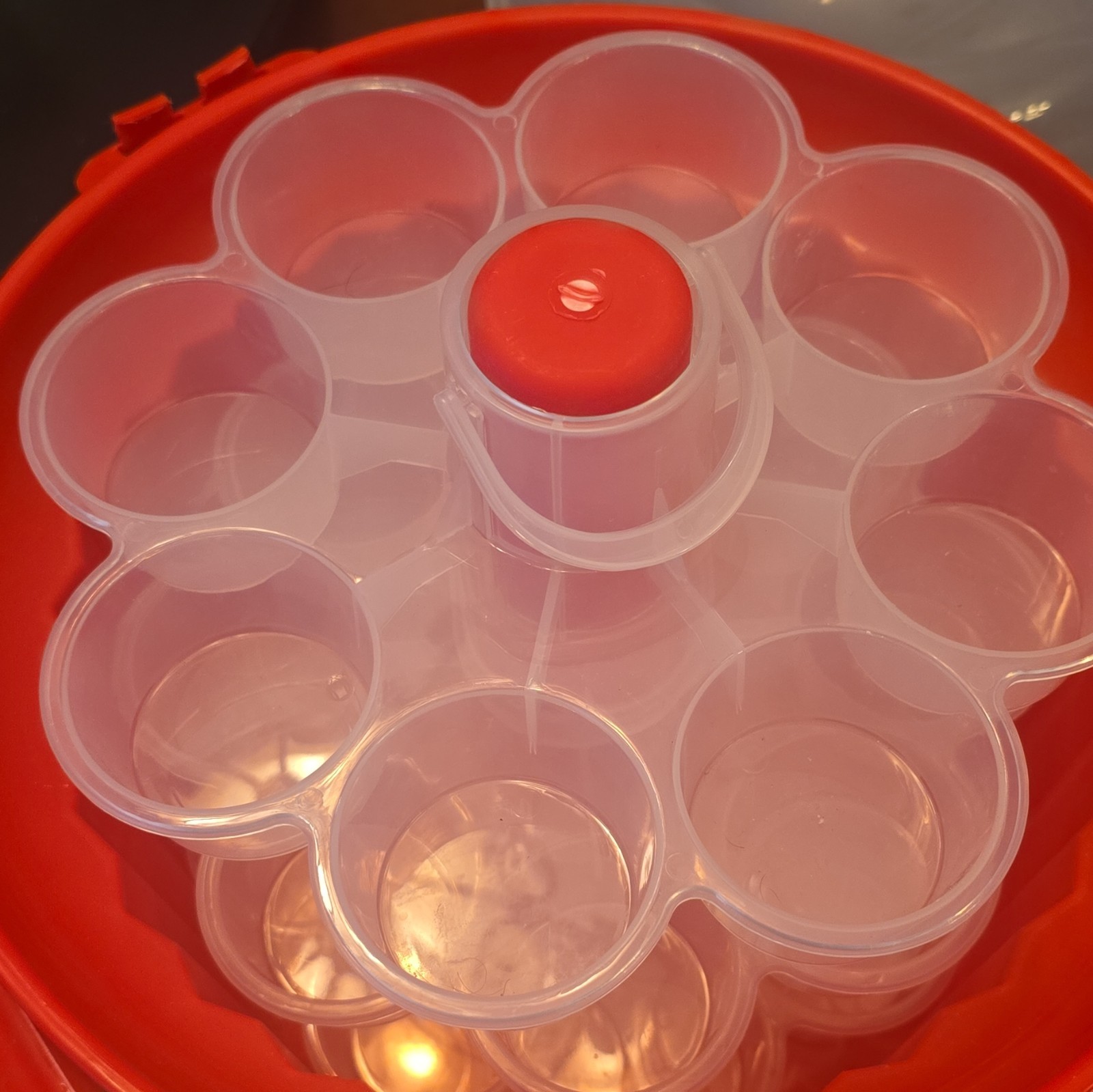 Fox Run Plastic Cupcake Carrier Red/Clear With Inserts Handle Set of 3