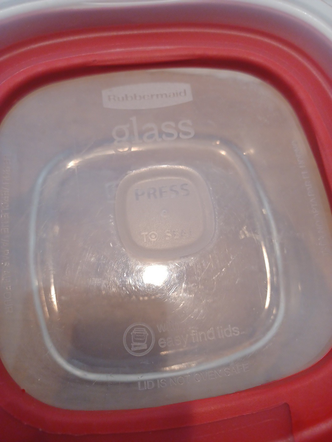 Rubbermaid Glass Storage Container Square 2.5 cup 7N62 With Lid Red Discontinued