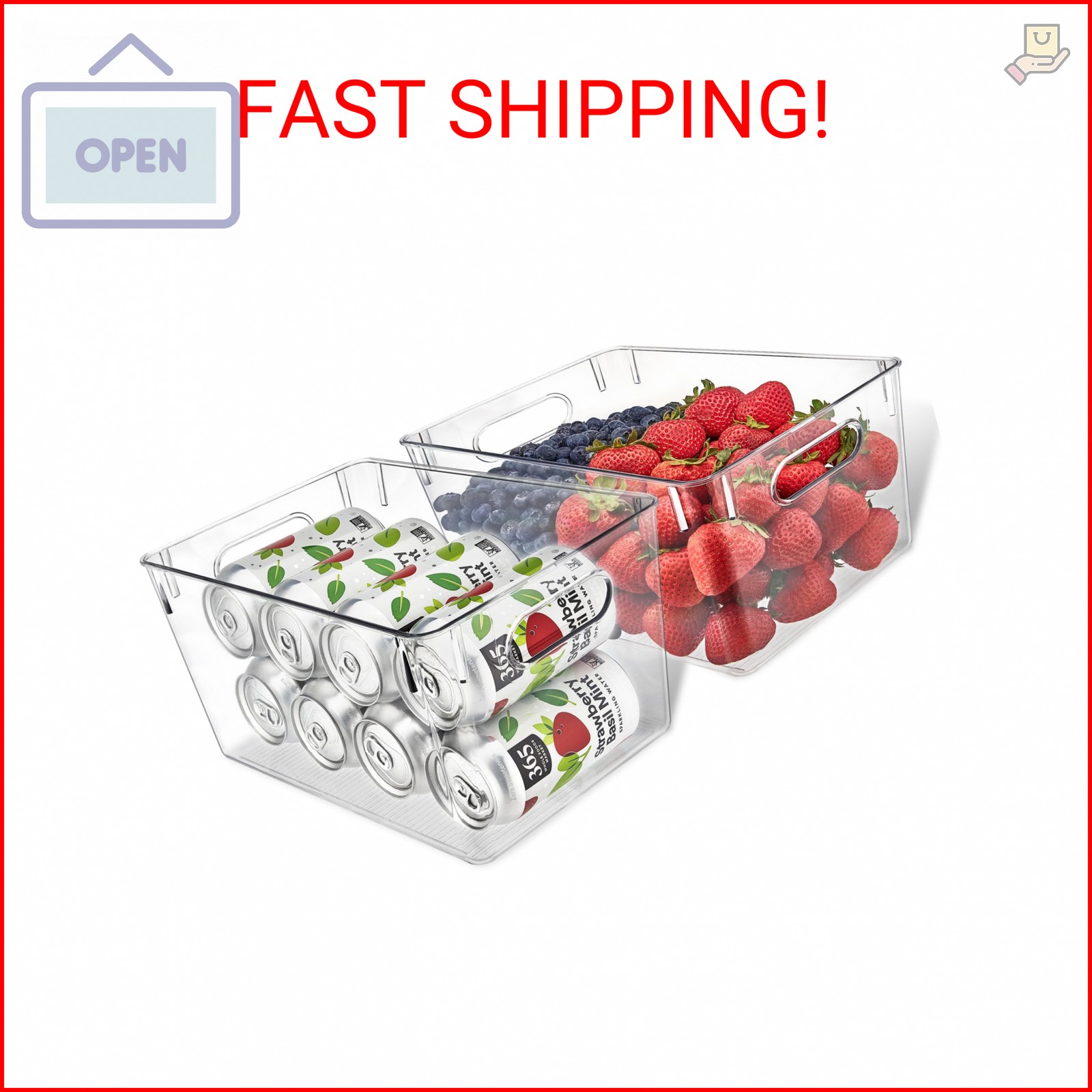 Lifemaster Multi-purpose Refrigerator Bins – 2 pieces Large Capacity Stackable F