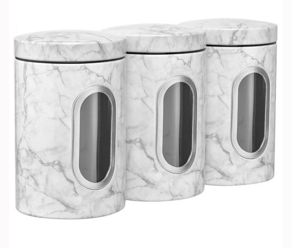 Kitchen Canisters Food Storage – Modern Kitchen Decoration Set of 3 Marble