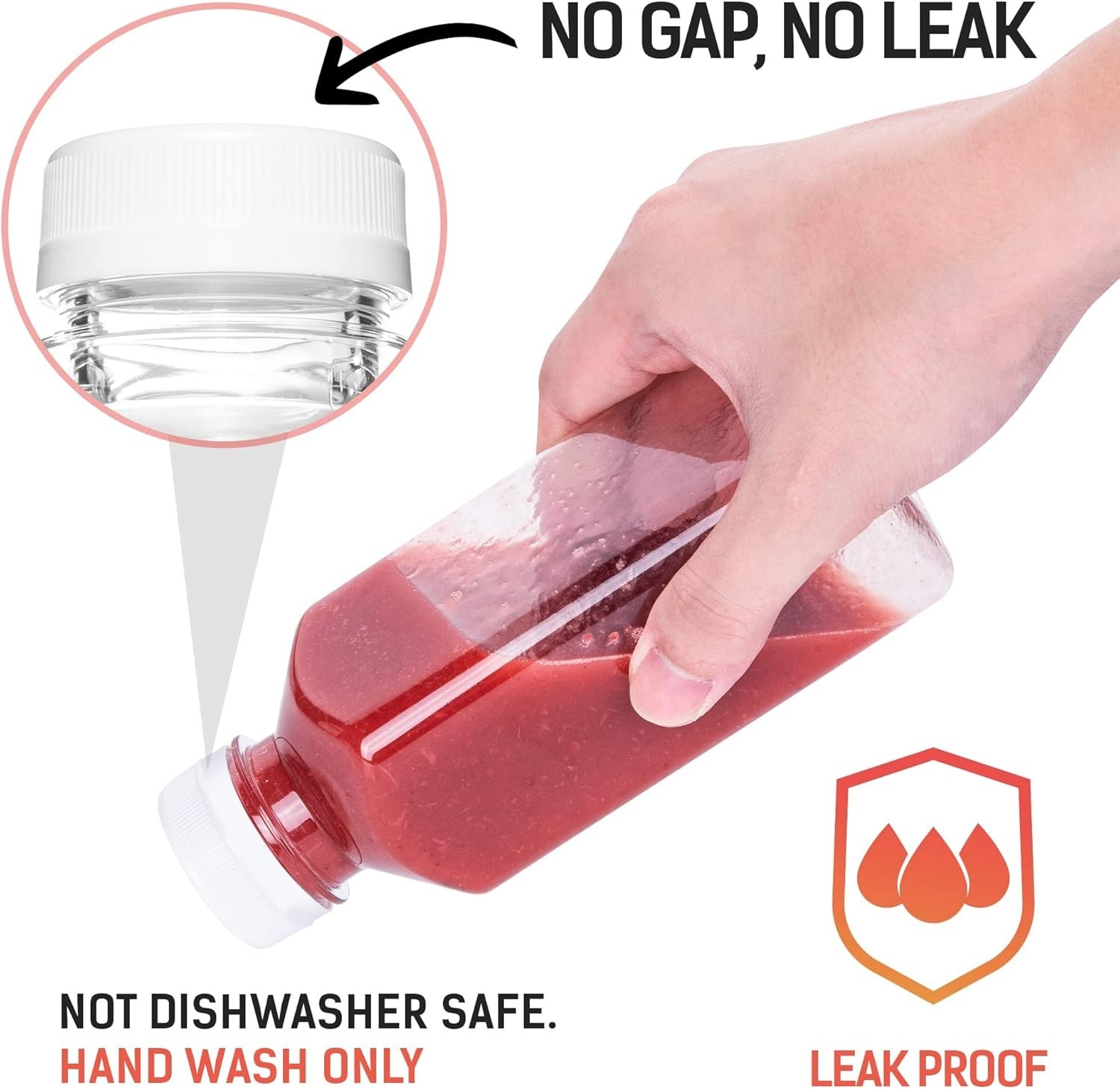 12oz BPA-Free Reusable Juice Bottles – 6 Pack Leak-Proof Drink Containers