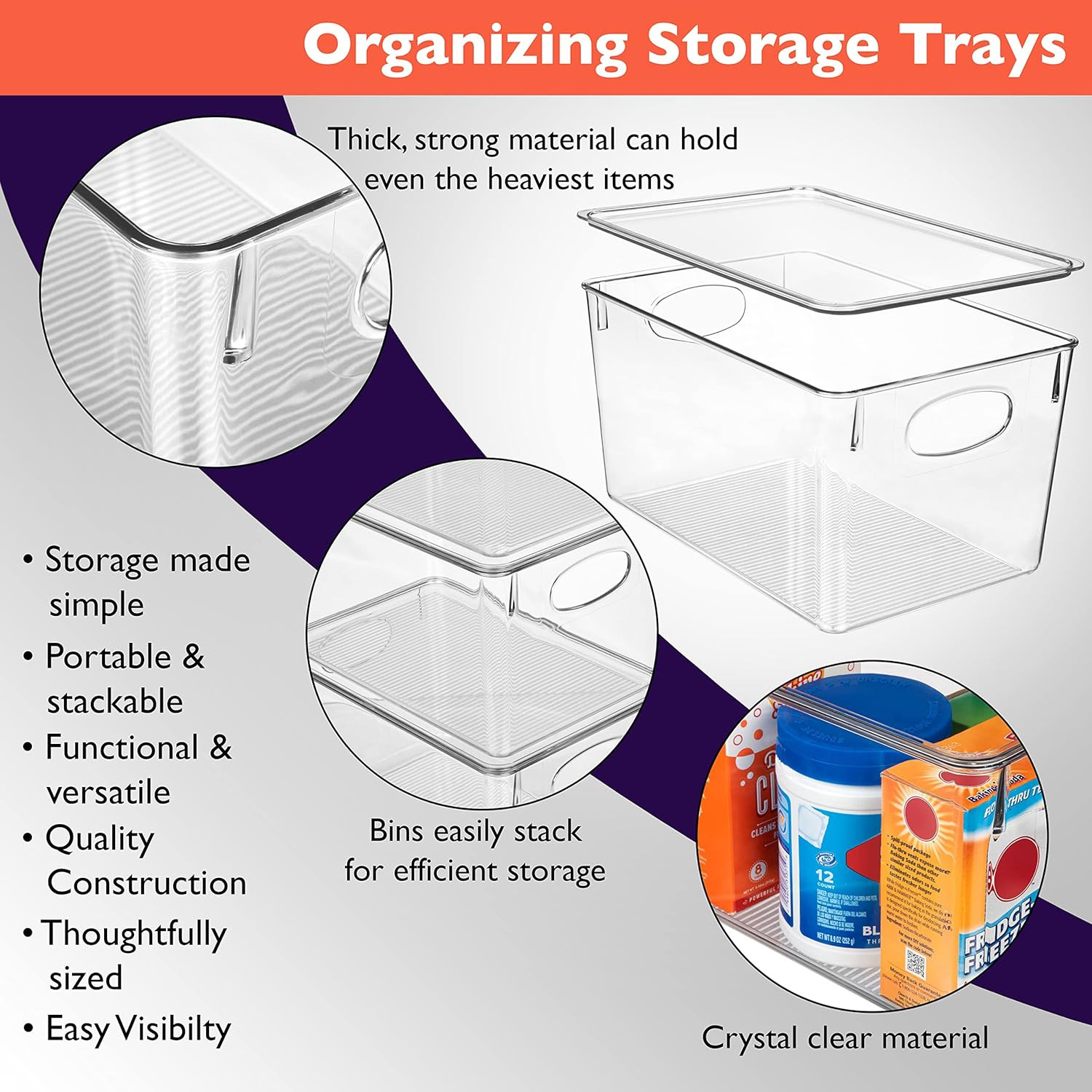Plastic Storage Bins with Lids, 4 Pack – Perfect Pantry Organization and Storage