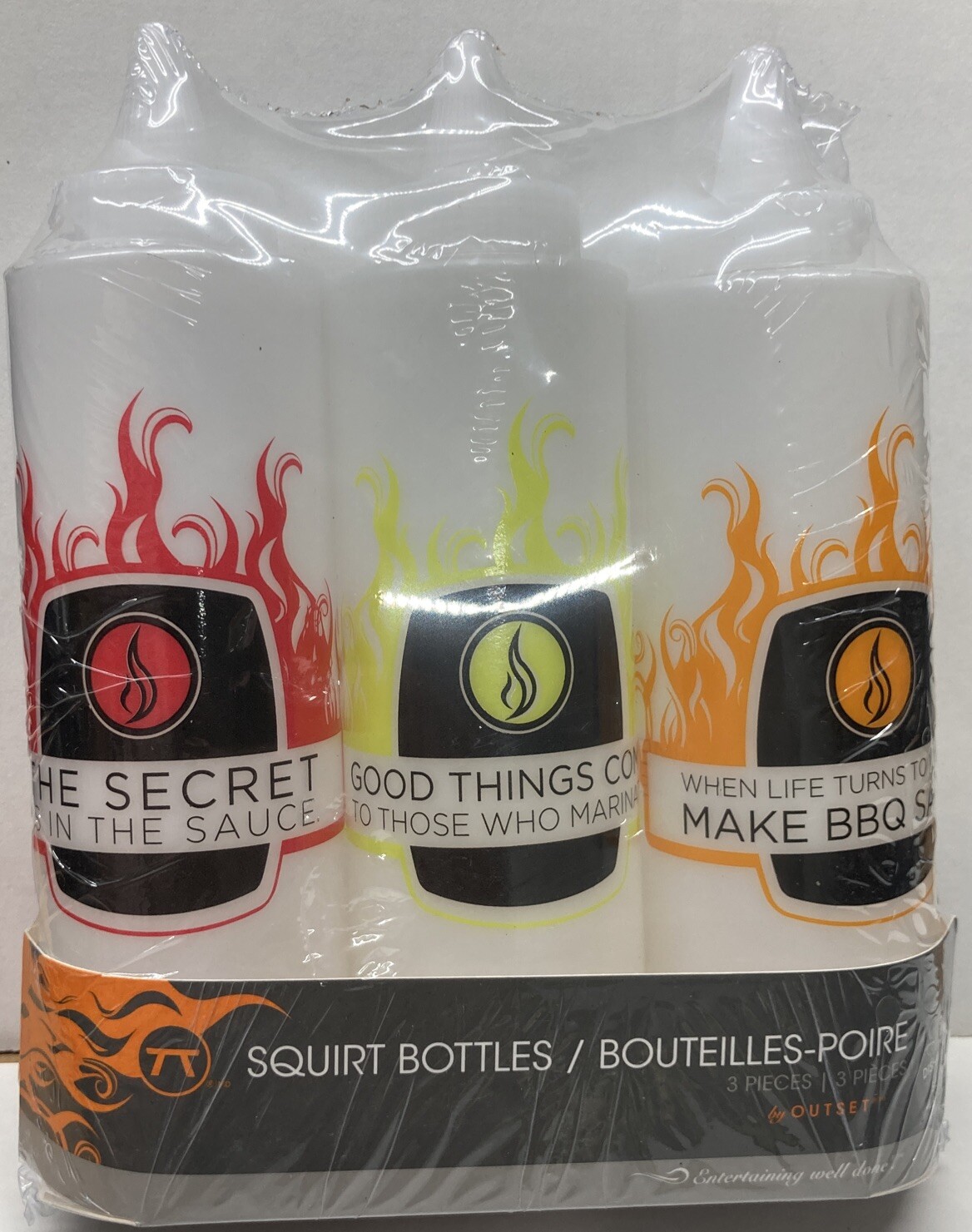 Outset BBQ Condiment Squirt Bottles, Set of Three 14.42oz