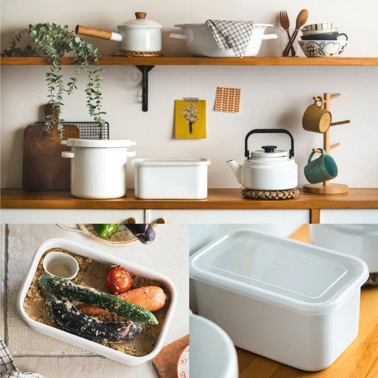 Noda Horo Nukazuke Bijin Enamel Pickling Container 3.2L TK-32 with Lid Japan NEW