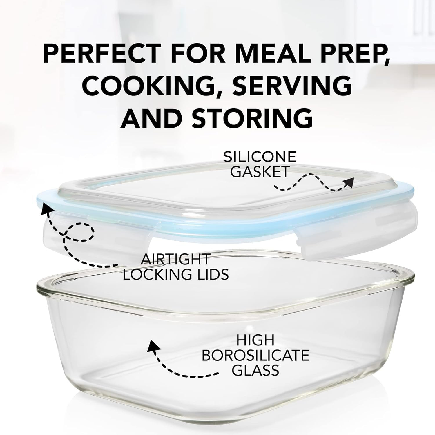 Razab 16 Pc (Set of 8) 30 Oz Glass Meal Prep Containers with Lids, Airtight Larg