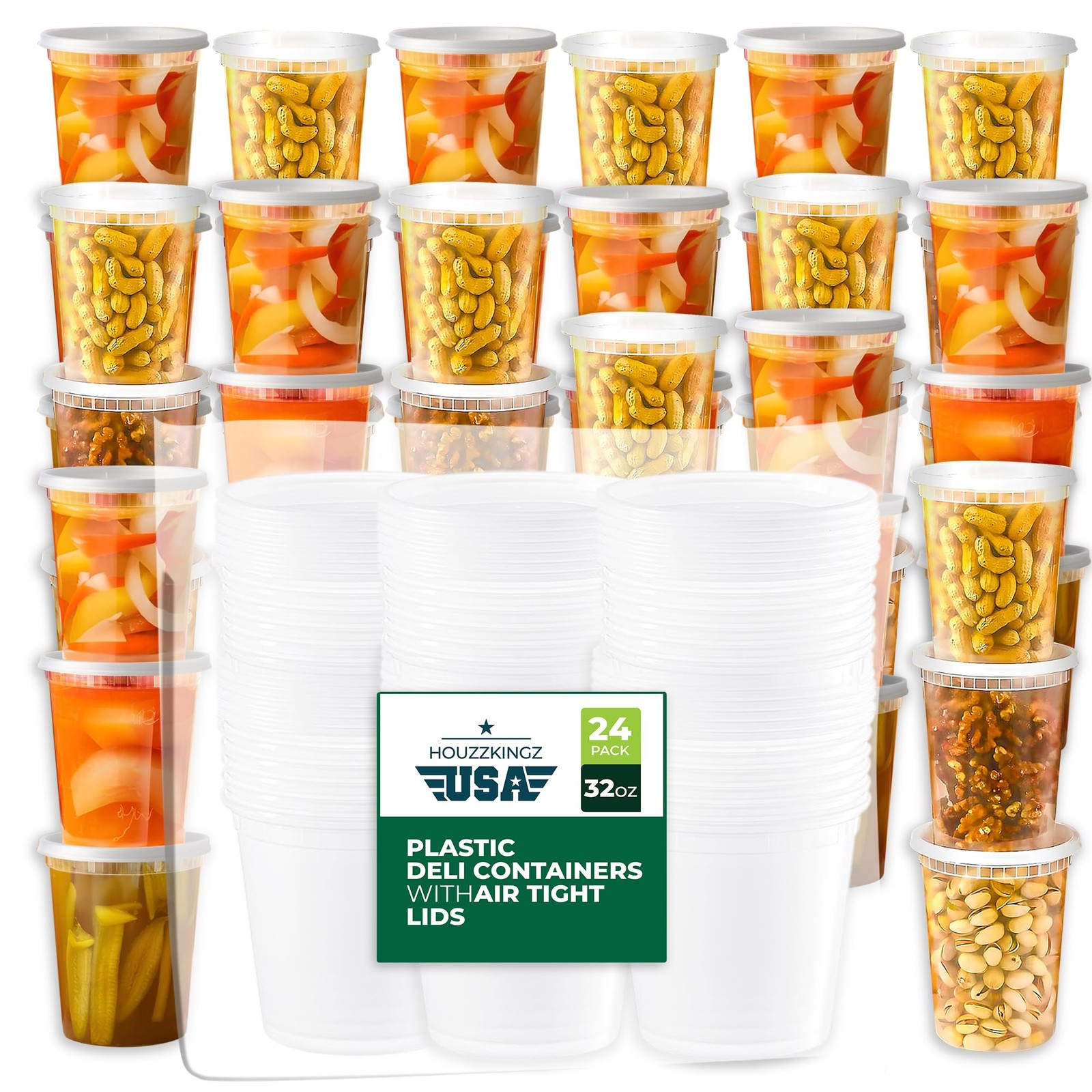 Deli Soup Quart Containers with Lids [32 Oz – 24 Pack], Plastic Food Freezer …
