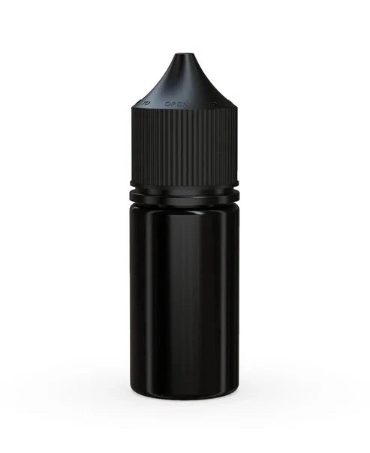 CHUBBY GORILLA 30ML STUBBY PET Bottles 1000pack OPAQUE BLACK BOTTLE/BLACK LID