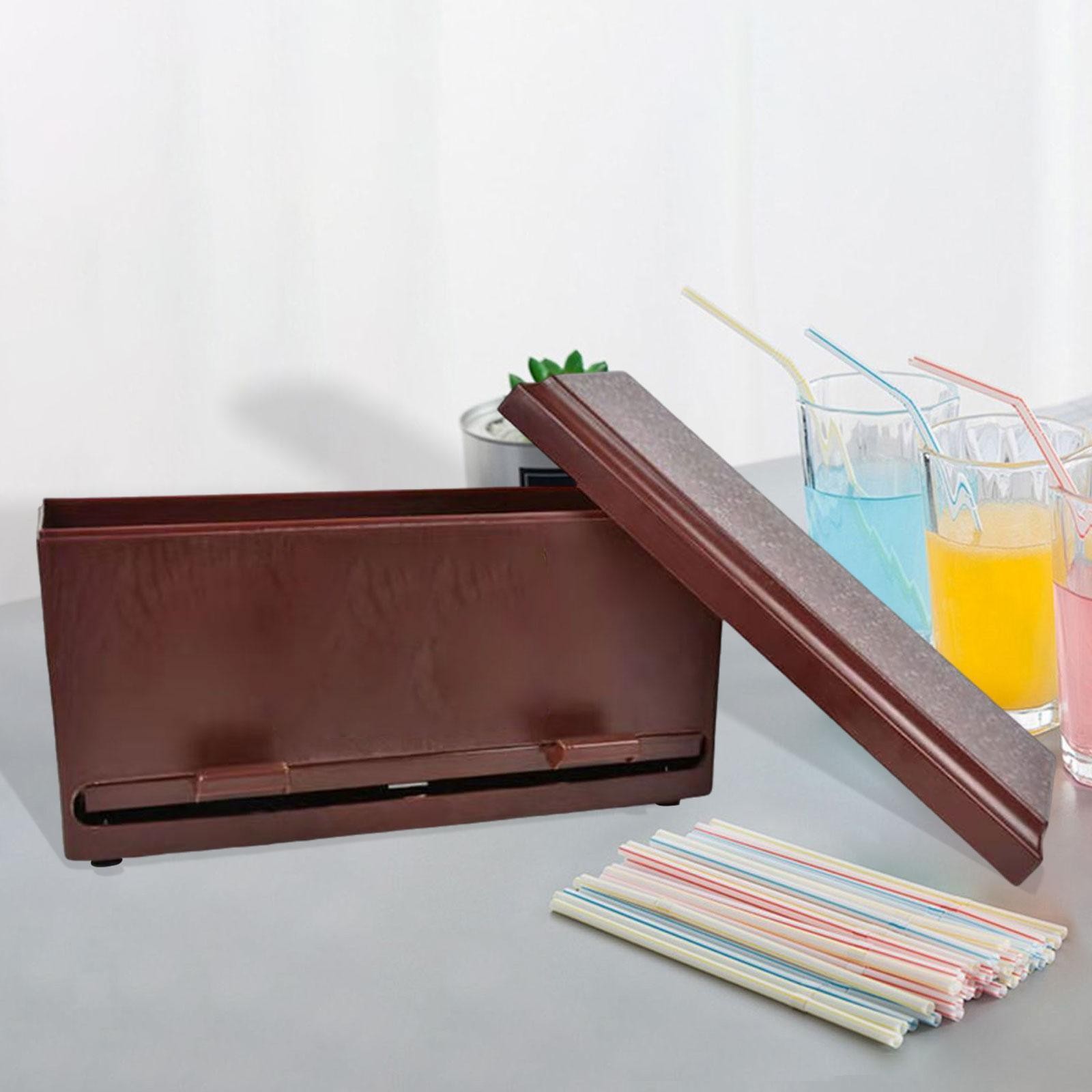 Straw Dispenser Storage Box Tabletop Easy to Use Drinking Straw Box Practical