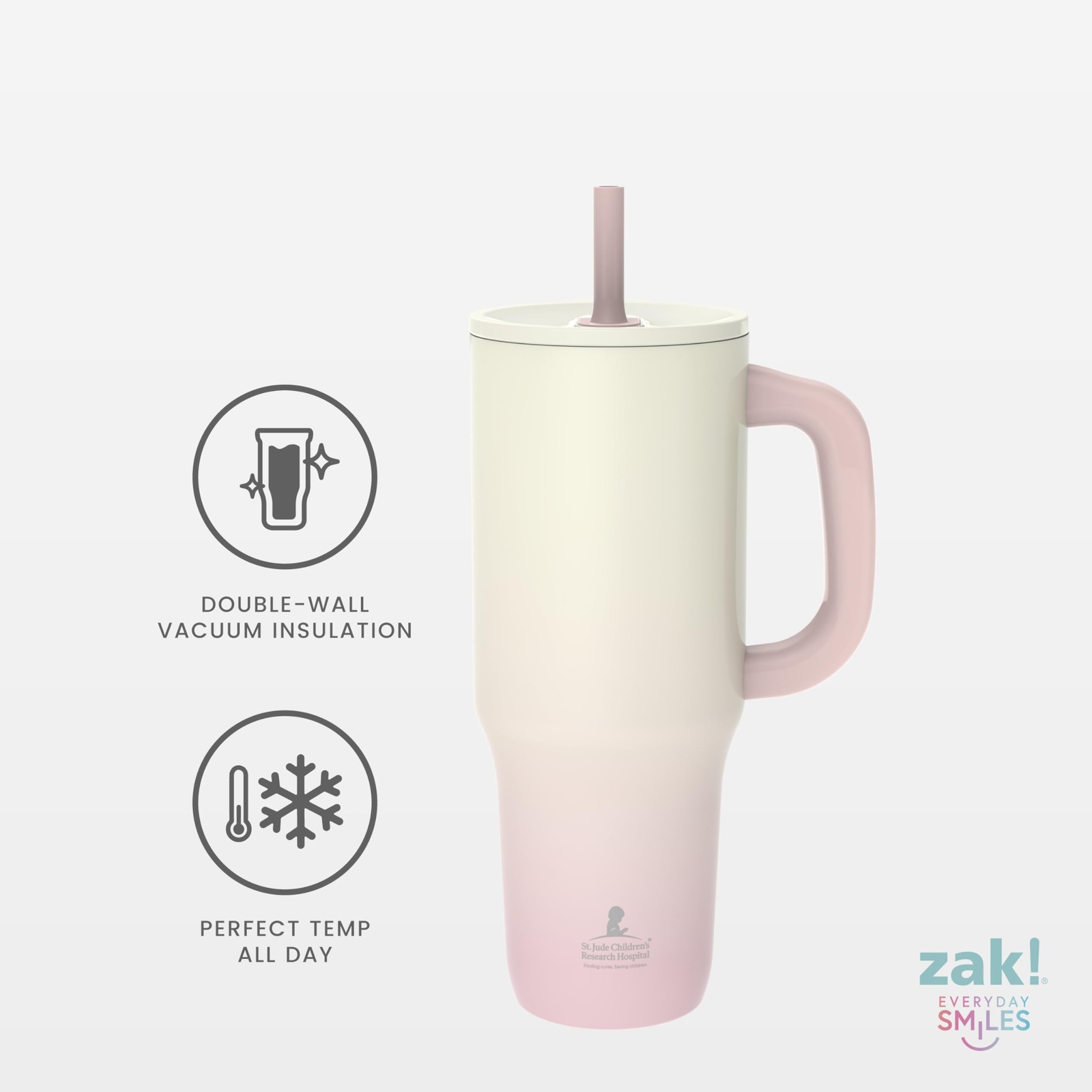 Zak Designs Sutton Travel Tumbler Benefiting St. Jude For On The Go 40Oz
