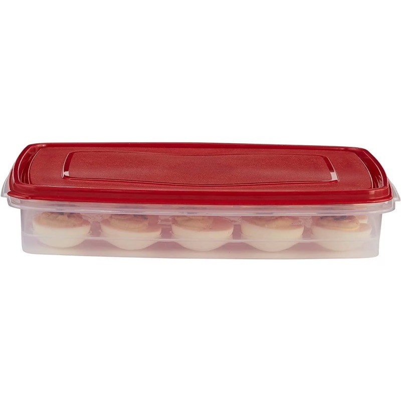 Rubbermaid Egg Keeper Food Storage Container, Clear/Red, 1 Count