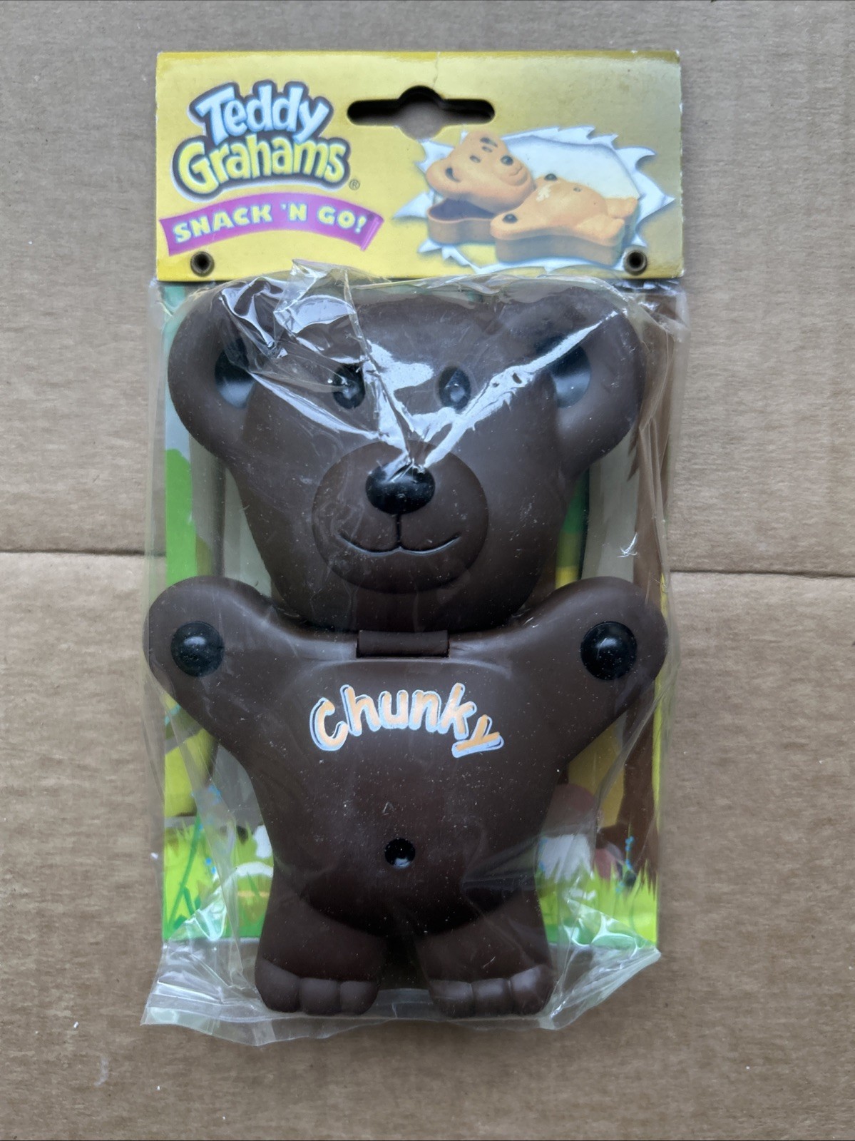 Teddy Grahams Flip Top Dark Brown Chunky Snack Container Vintage 1999 New Sealed