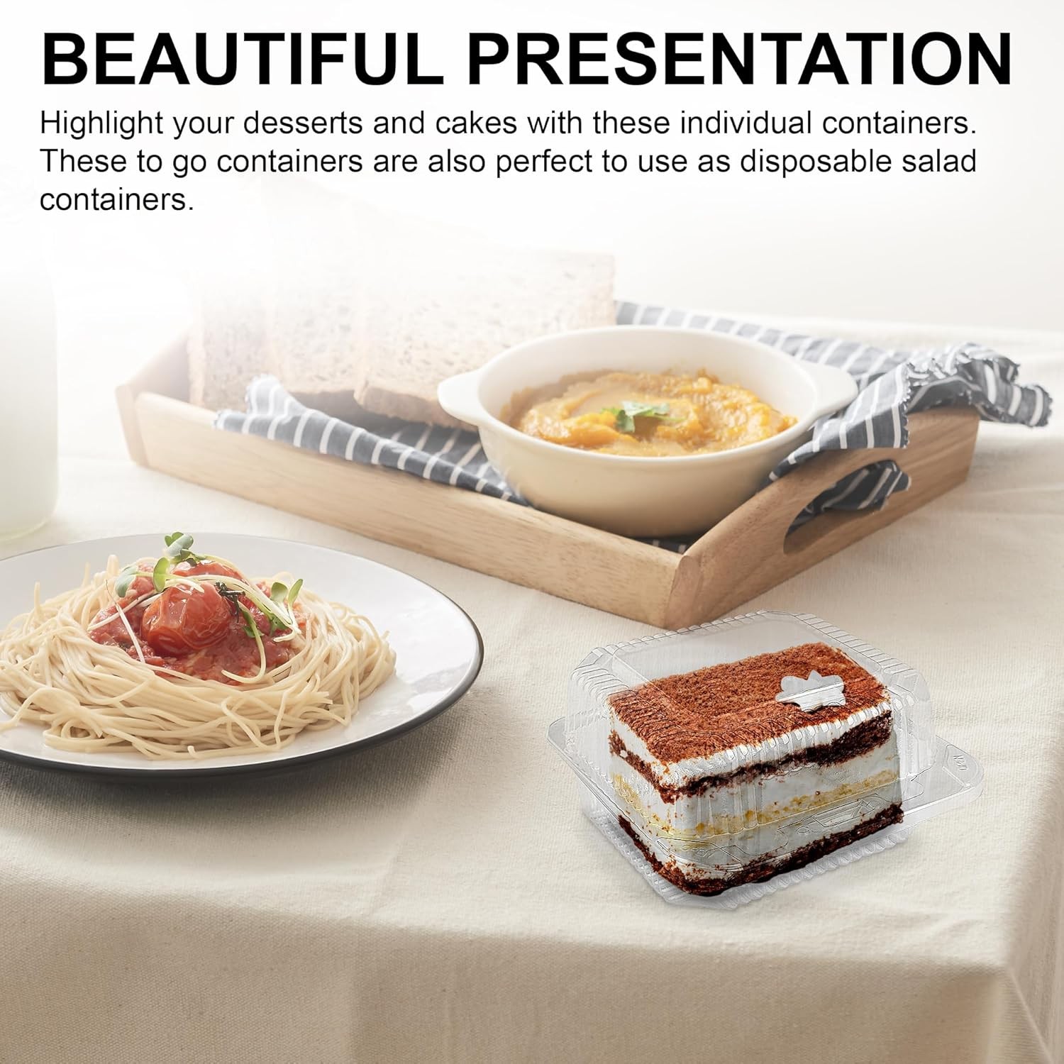 Clear Cake Slice Container 5″ x 5″ x 2.75″ – To go Square Plastic Container