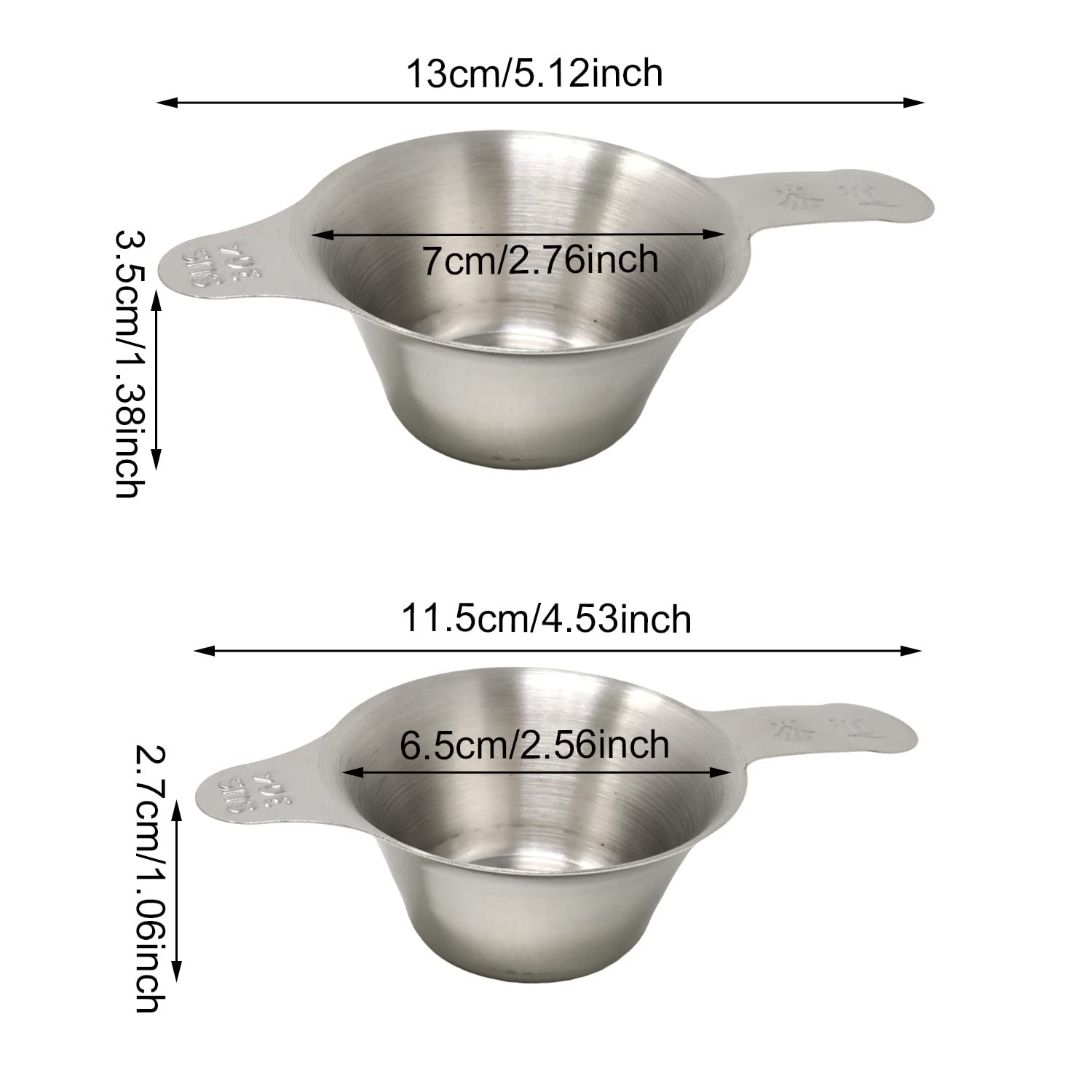 Honbay 2PCS Different Size 304 Stainless Steel Mini Strainer Fine M, Silver