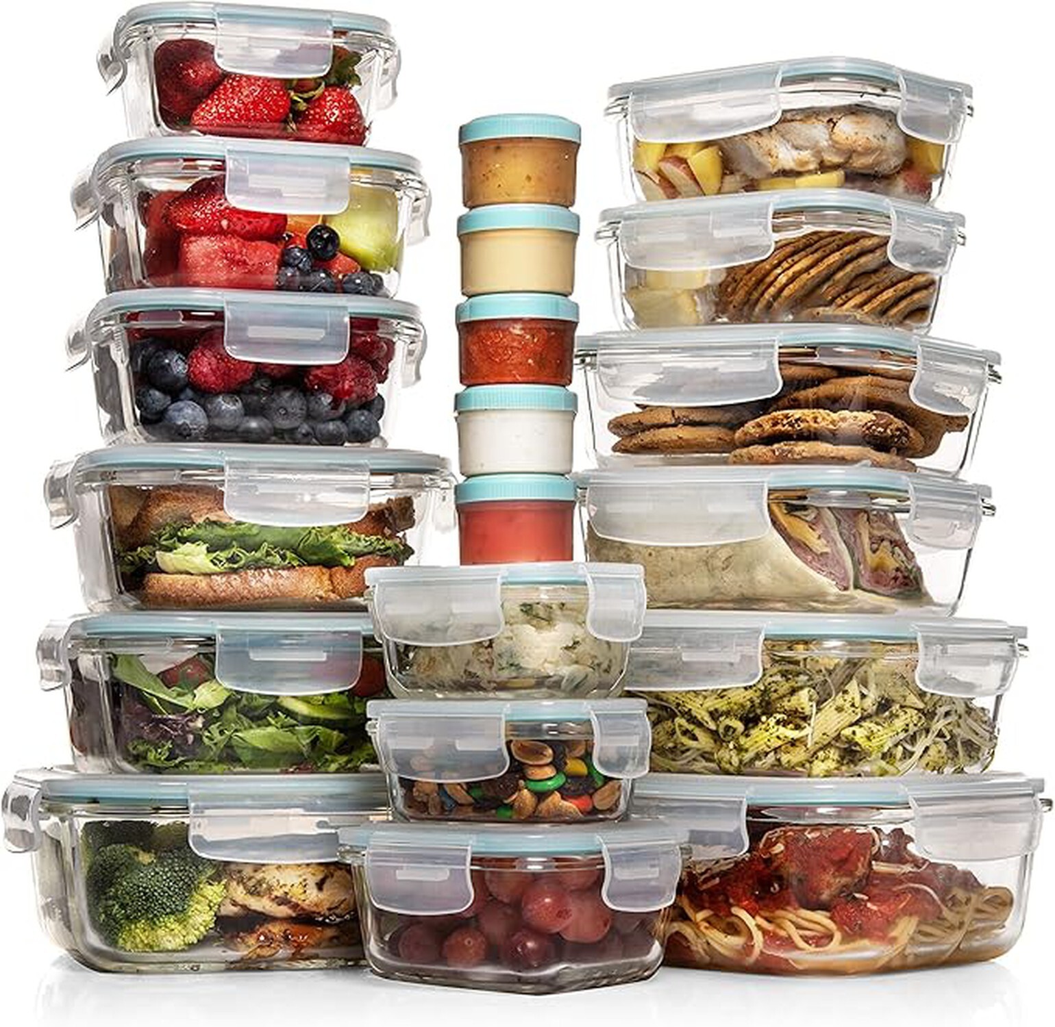 Razab 30 Piece (15 containers,15 lids) Glass Food Storage or Lunch Box Contai…